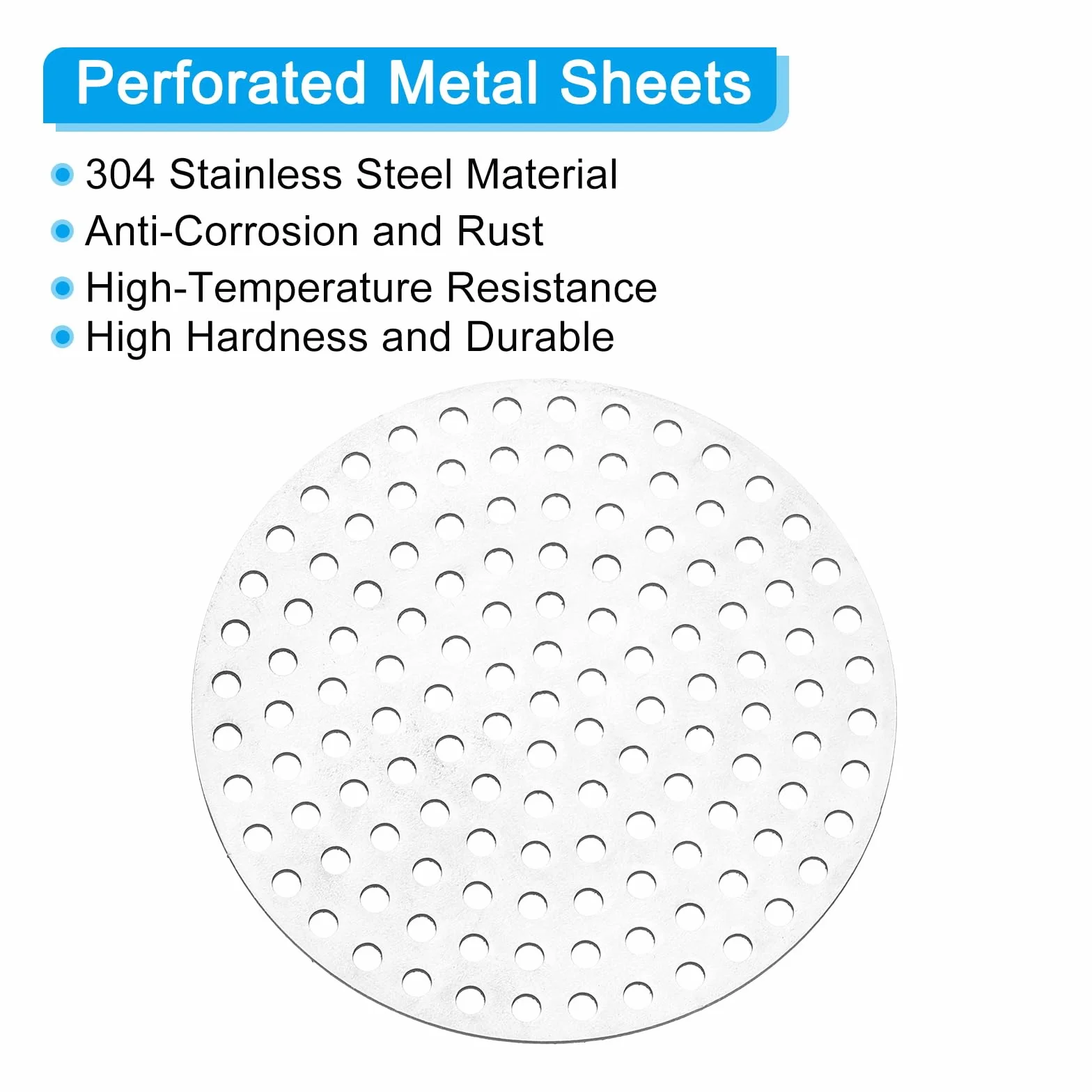 PATIKIL 3" Diametro 304 Lamiera Forata in Acciaio Inossidabile, Foro da 0.12" 19GA Rete metallico Espansa a Fette rotondo Piastra Schermo Decorativo per Griglie, Tono Argento