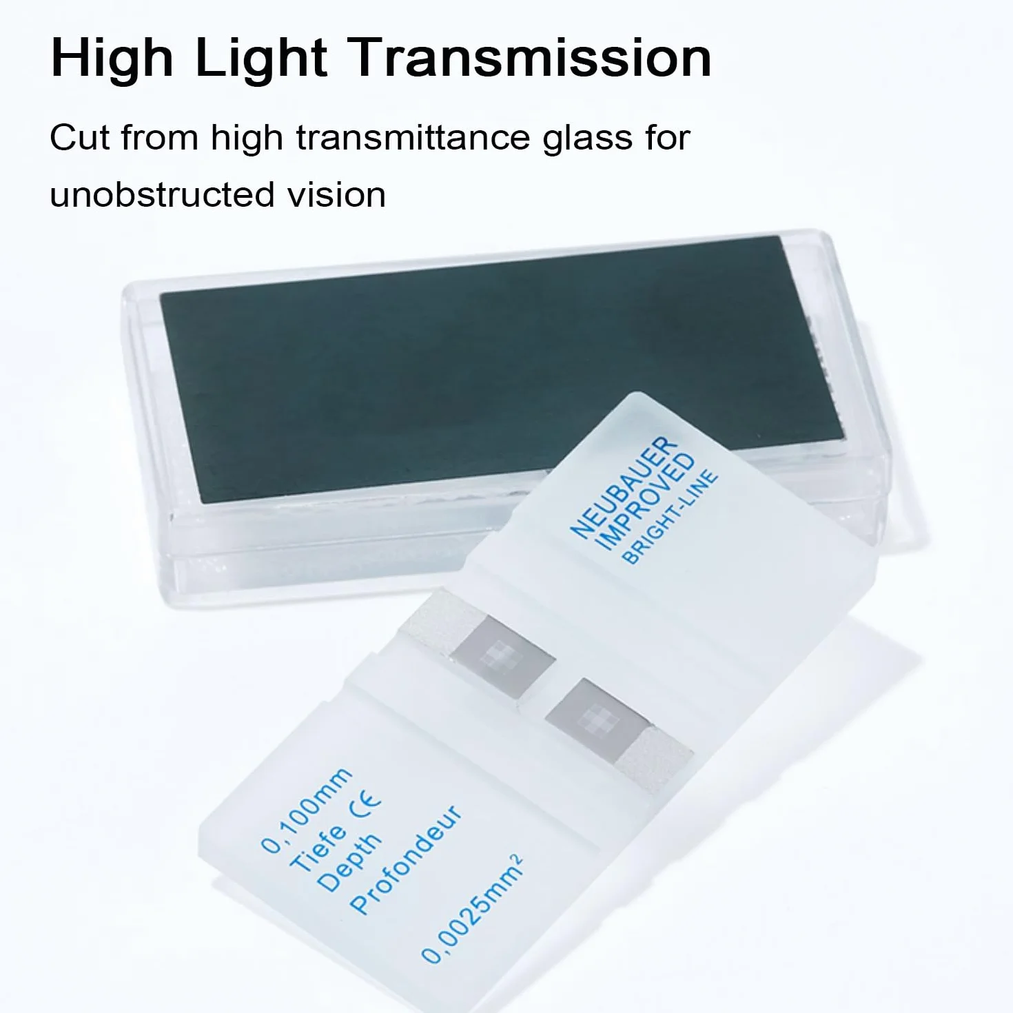 Camera di Conteggio Delle Cellule Del Sangue Cromata,Emocitometro Neubauer Migliorato con Linea Luminosa e Coprioggetti da 2 Pezzi,Vetro Delle Camere di Conteggio Della(Size:75x50mm,Color:Trasparente)