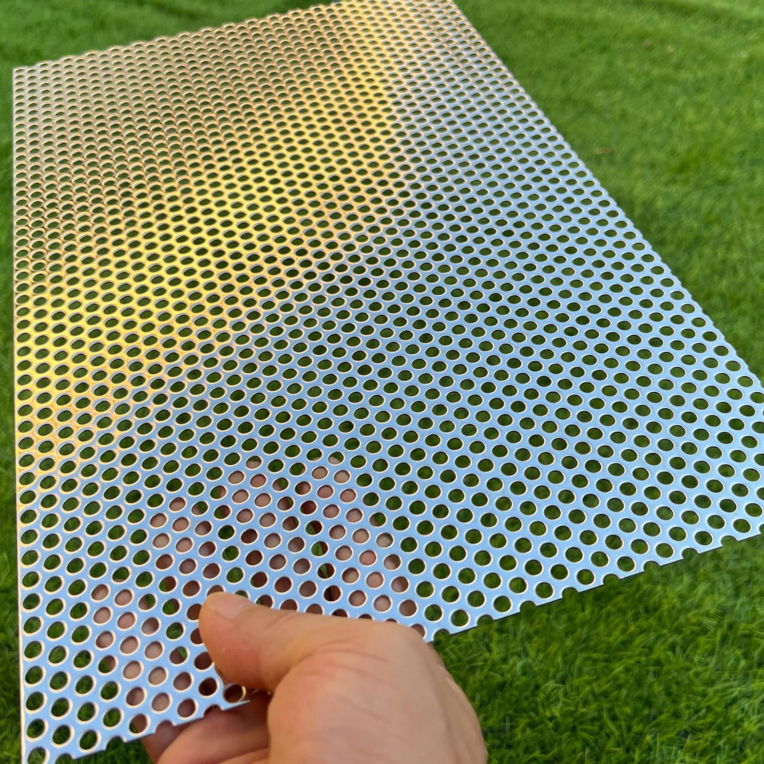 Lamiera forata in acciaio inox, griglia forata in acciaio inox, 5 mm, spessore 1,1 mm, 406 x 255 mm, griglia forata in metallo