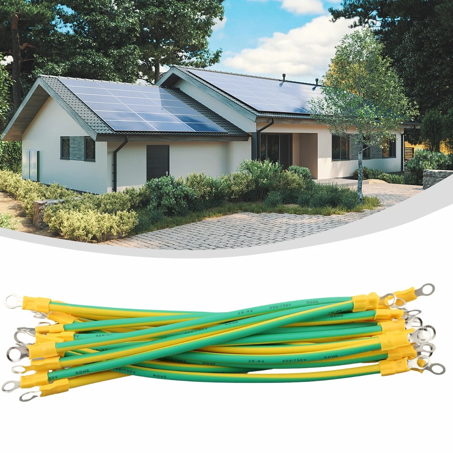 Cavo di terra BVR per fotovoltaico solare 6 mm2 20 cm 10-14 AWG giallo verde