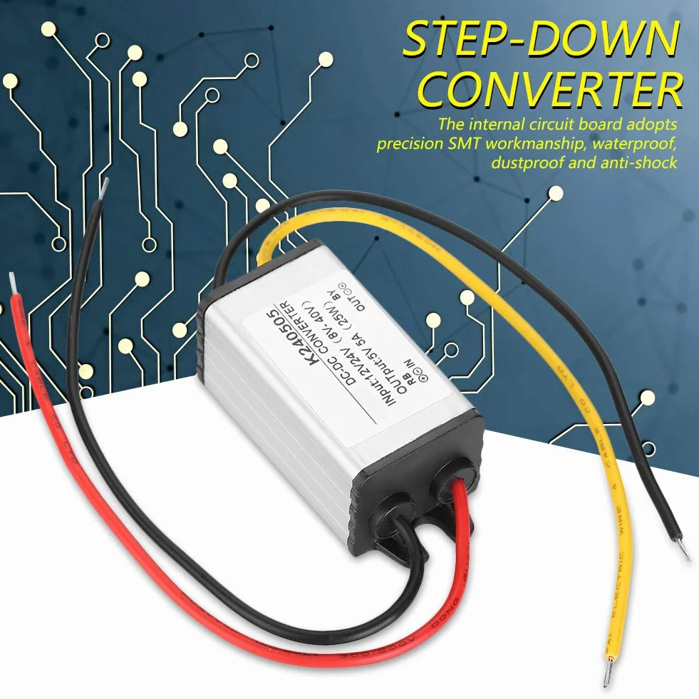 Alimentatore Buck Convertitore 12V 24V a 5V 5A 25W Step Down DC8-40V Ingressi per Robotica Motore Automotive