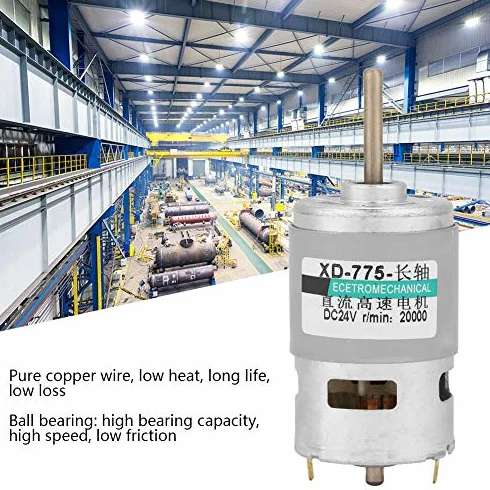 Motore DC 775 80W 20000RPM 12V/24V Universale con Cuscinetti a Sfera Doppi
