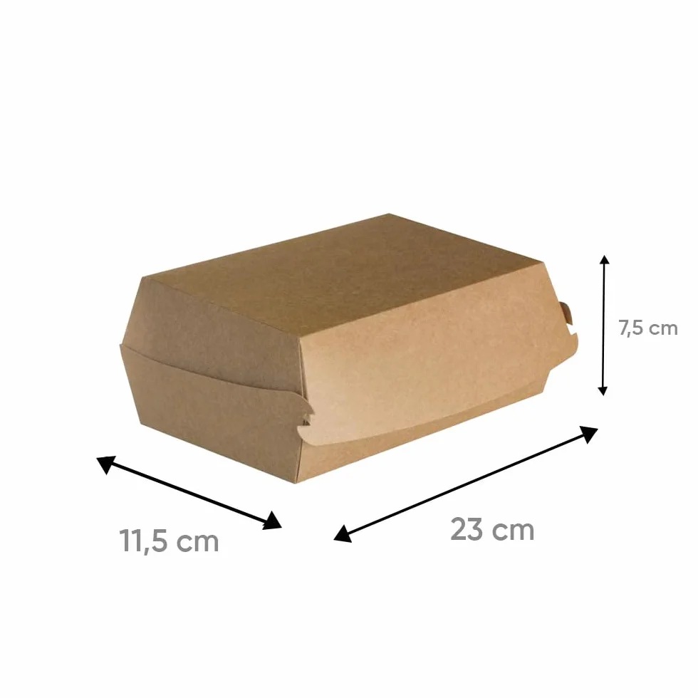 Scatole per sandwich in cartone kraft marrone grande formato 23 x 11,5 x 7,5 cm