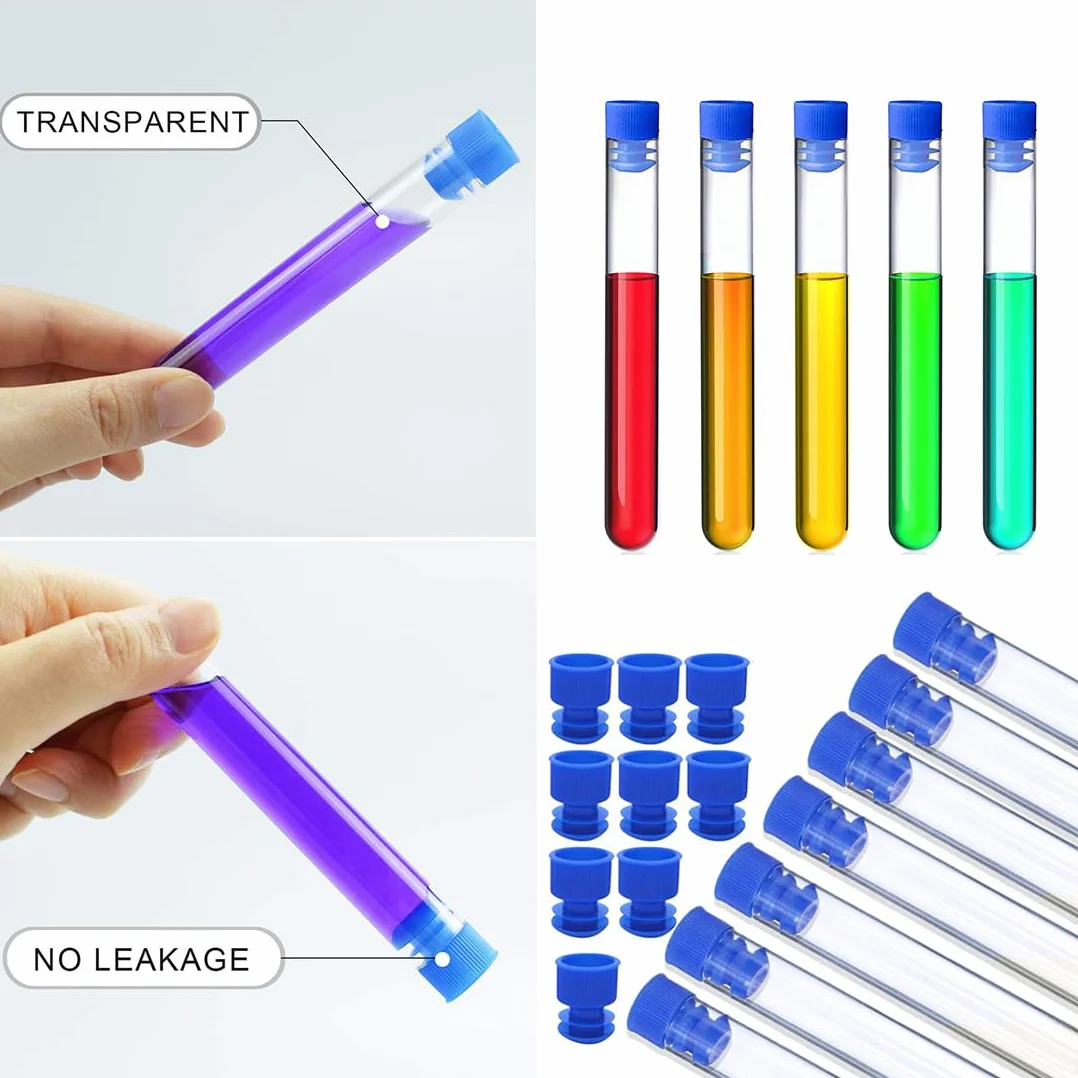 Becher Graduato in Vetro Borosilicato, Graduato Misurazione Bicchiere 1000ml/500ml/250ml/100ml/50ml con 8 Provette di Plastica, 3 Contagocce, 2 Barra di Agitazione,2 Spazzolini di Pulizia