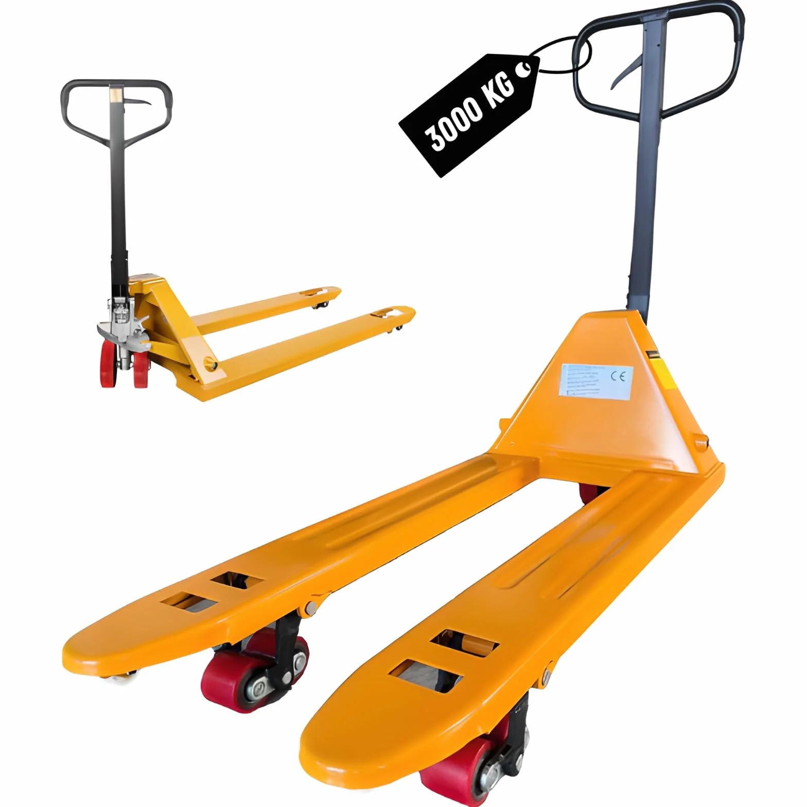 Transpallet Manuale - Portata 3000 kg - Traspallet Birullo con 4 Rulli in Poliuretano PU