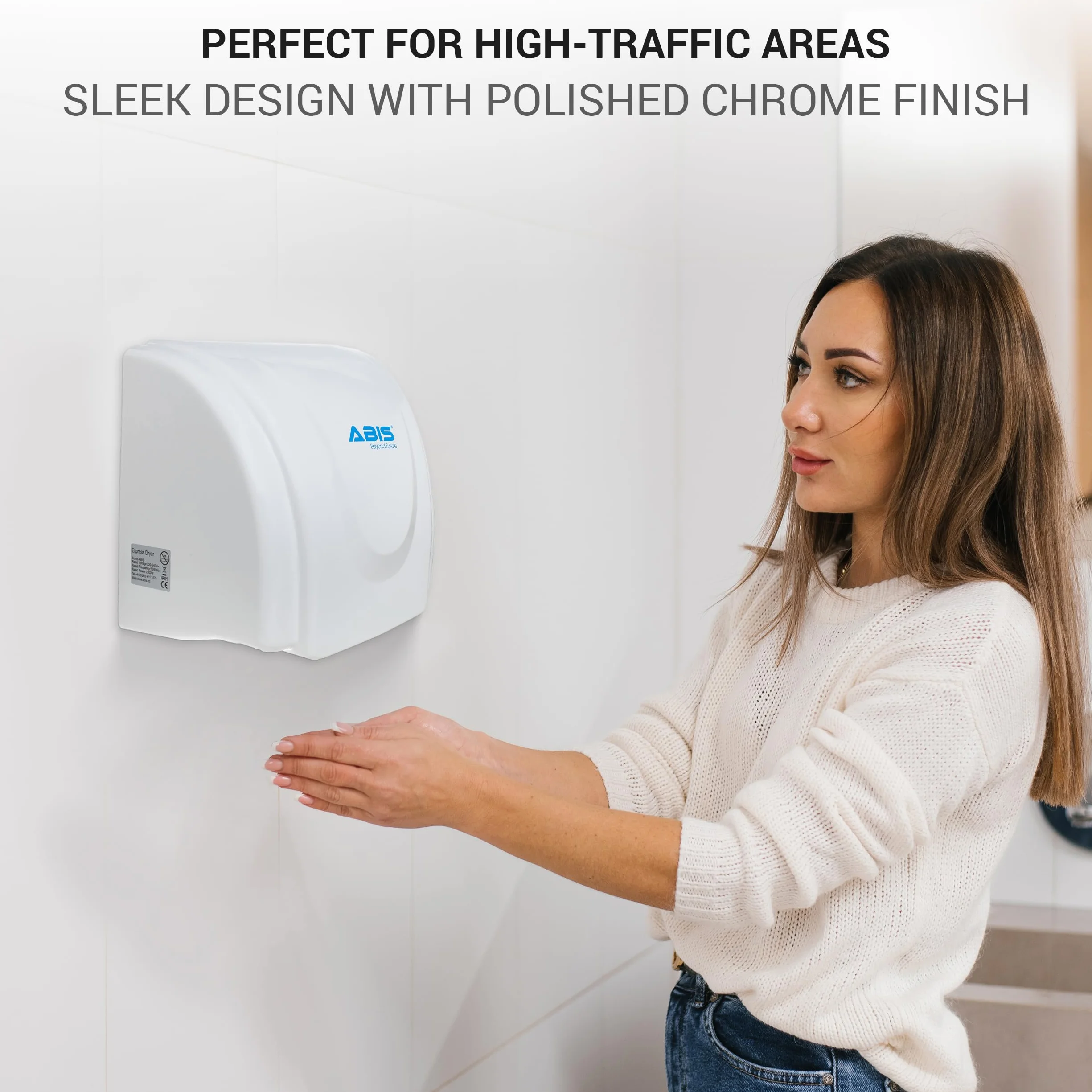 ABIS Asciugamani Elettrico - Asciugamani Elettrico Sensore Automatico Commerciale Efficiente Ottimo per Bagni Garanzia 3 Anni