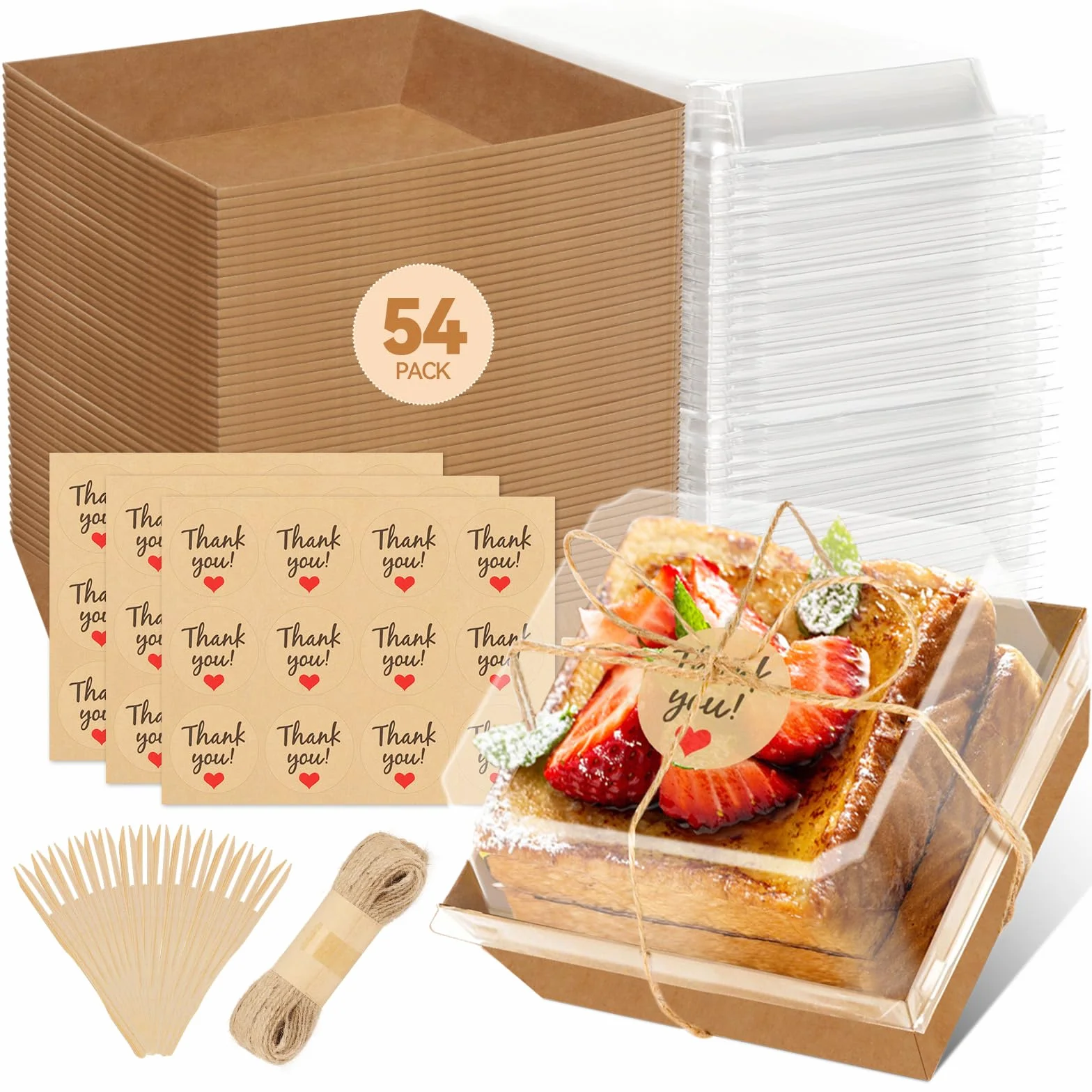 Confezione da 54 piccole scatole per salumi con coperchio trasparente, mini scatole di carta per salumi da asporto, contenitori usa e getta con coperchio, scatole da dessert per panini