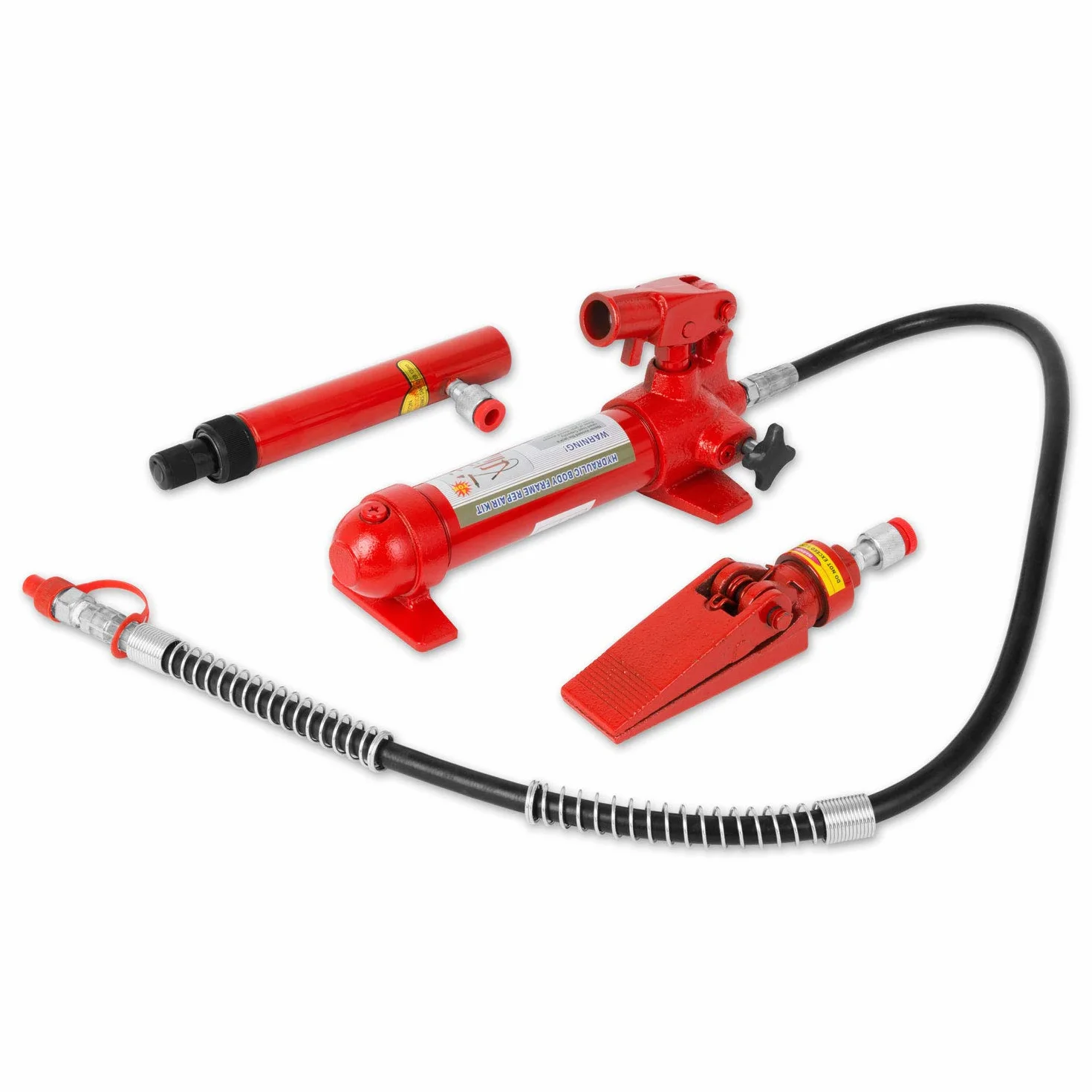 EBERTH Kit raddrizzatura corpo idraulico da 4 tonnellate con valigetta di trasporto (spargitore idraulico a V, 7 pezzi in pressione, 3 prolunghe) robusta scatola con accessori