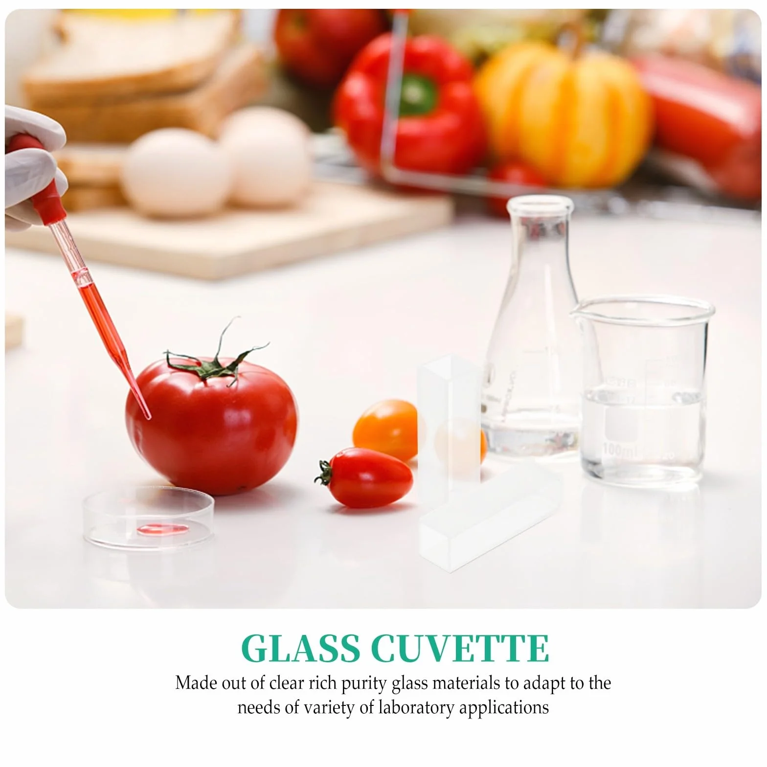 Cuvette in Vetro Lunghezza del Cammino 10mm Set di 4 per Spettrofotometro