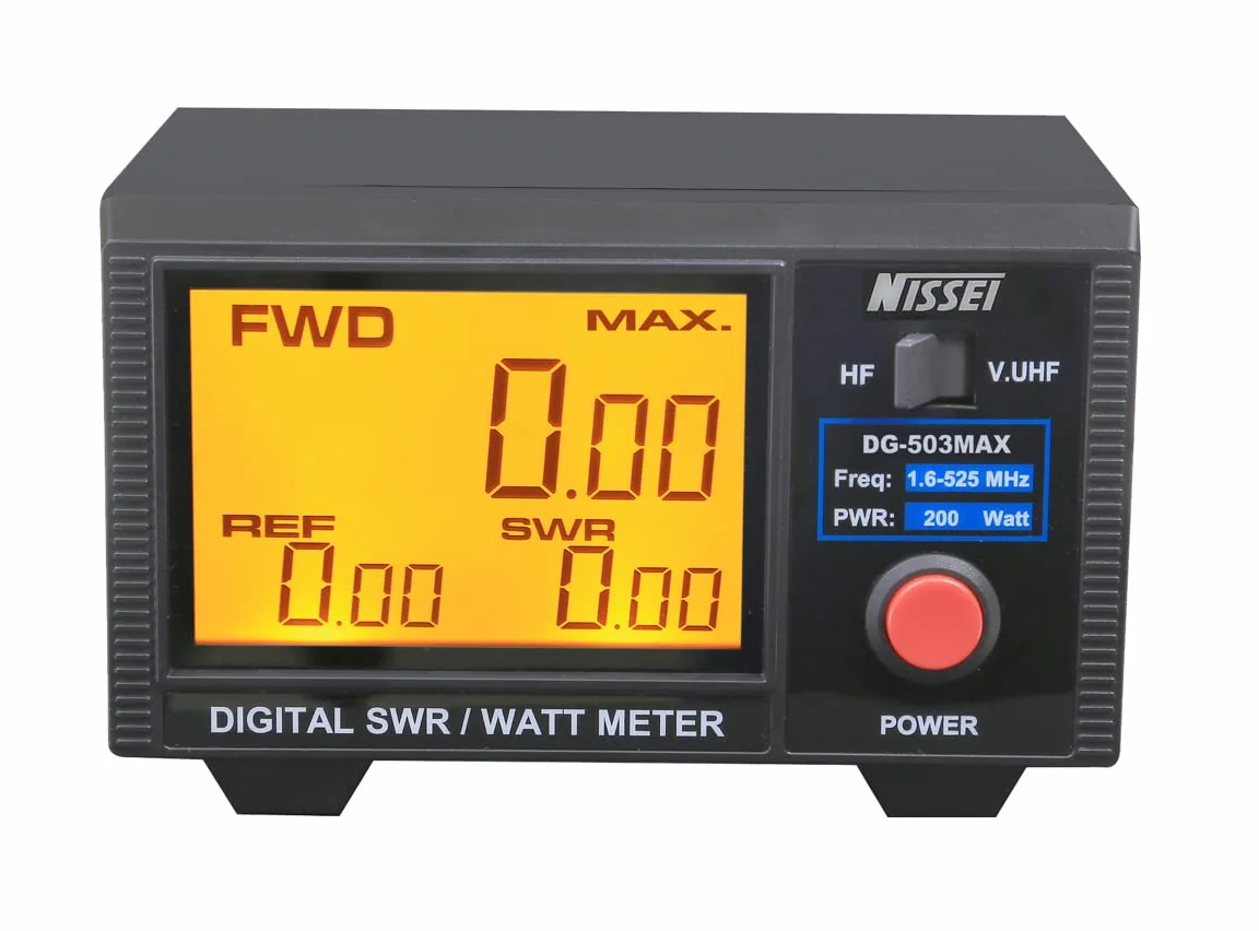 Nissei DG-503 MAX Meditore Digitale di ROE e Potenza 1.6-525 MHz, Wattmetro per Radioamatori, Supporta modi DMR (TDMA), SSB PeP, AM, CW e FM, Display LCD da 3.5 Pollici