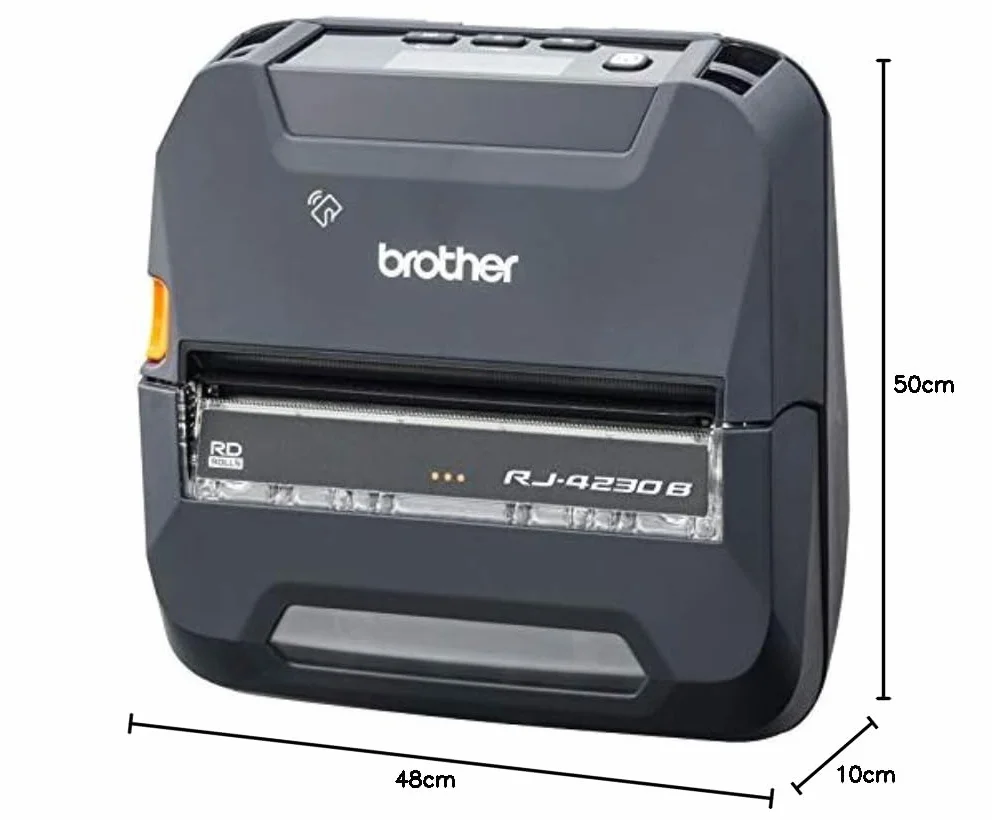 Brother RJ4230B | Stampante portatile fino a 4" | Termica diretta | USB, Bluetooth e NFC | Fino a 127 mm/sec | Colore Nero