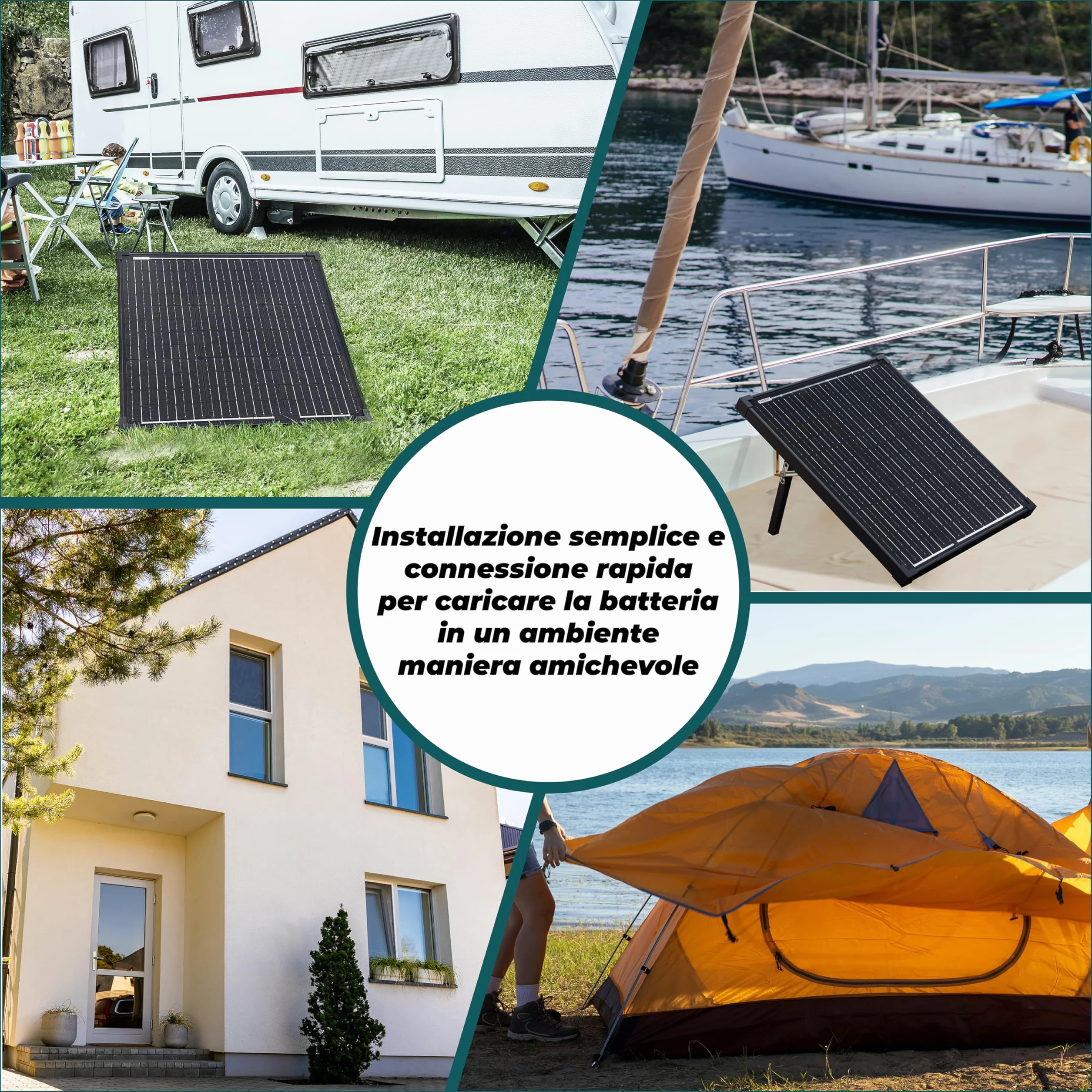 Technaxx Pannello Solare Portatile 50W Monocristallino con Controller LCD Kit Caricatore Solare con 2 USB 18V 2.78A Pannello Solare per Campeggio Giardino Camper Batterie 12V LiFePO4 AGM Gel - TX-214
