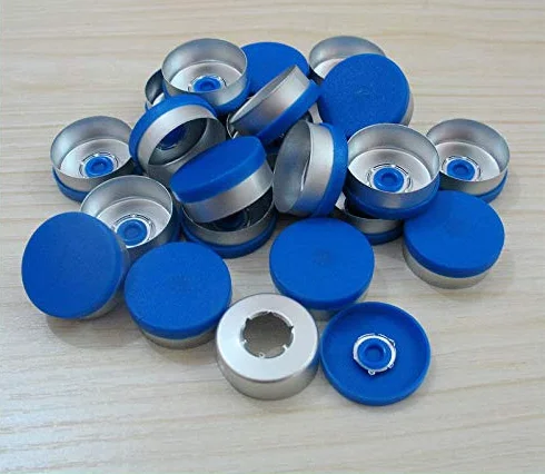 200 pz/lotto 20 mm tappi in plastica di alluminio flip off per fiale di vetro blu