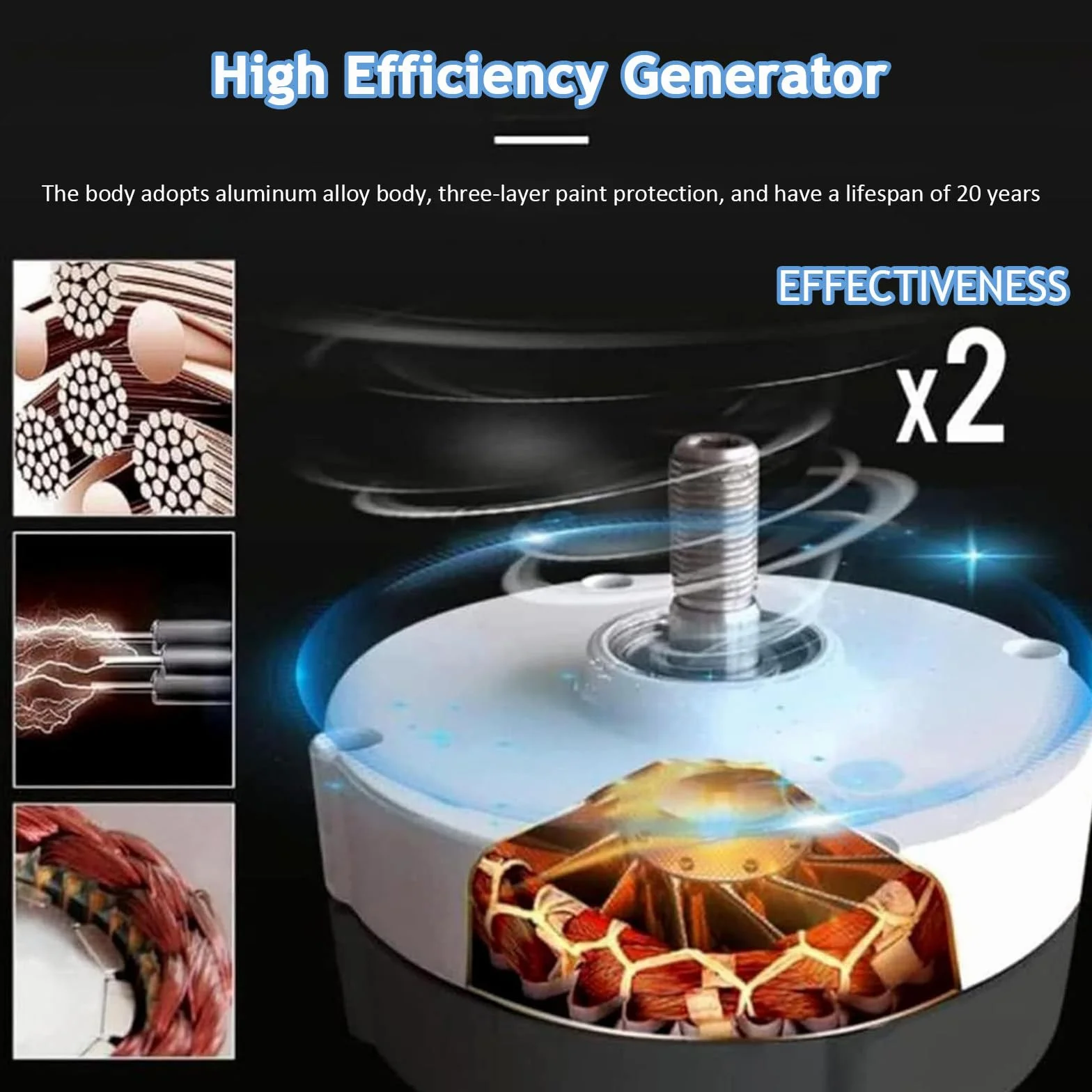 Generatore a Magneti Permanenti 10000W/12000W Dinamo 12V 24V 48V 120V 220V Generatore Elettrico Trifase Uso Dell'alternatore CA per Turbina eolica ad Acqua,12000W-220V