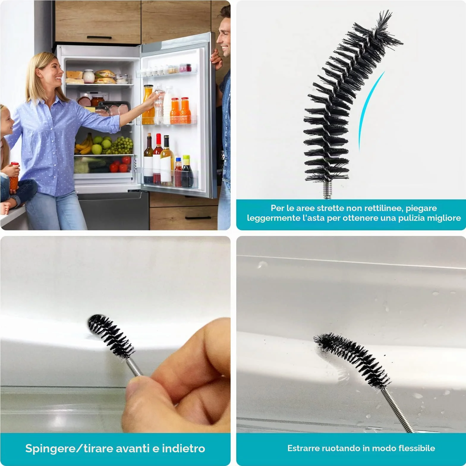 Tubo di alimentazione flessibile spazzola di pulizia sottile foro di scarico strumento di pulizia tubo tubo spazzola di pulizia colore nero