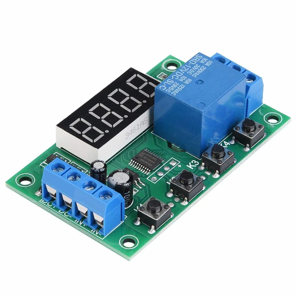 Modulo Timer Ciclico Digitale 12V Display LED Regolabile Automazione Industriale
