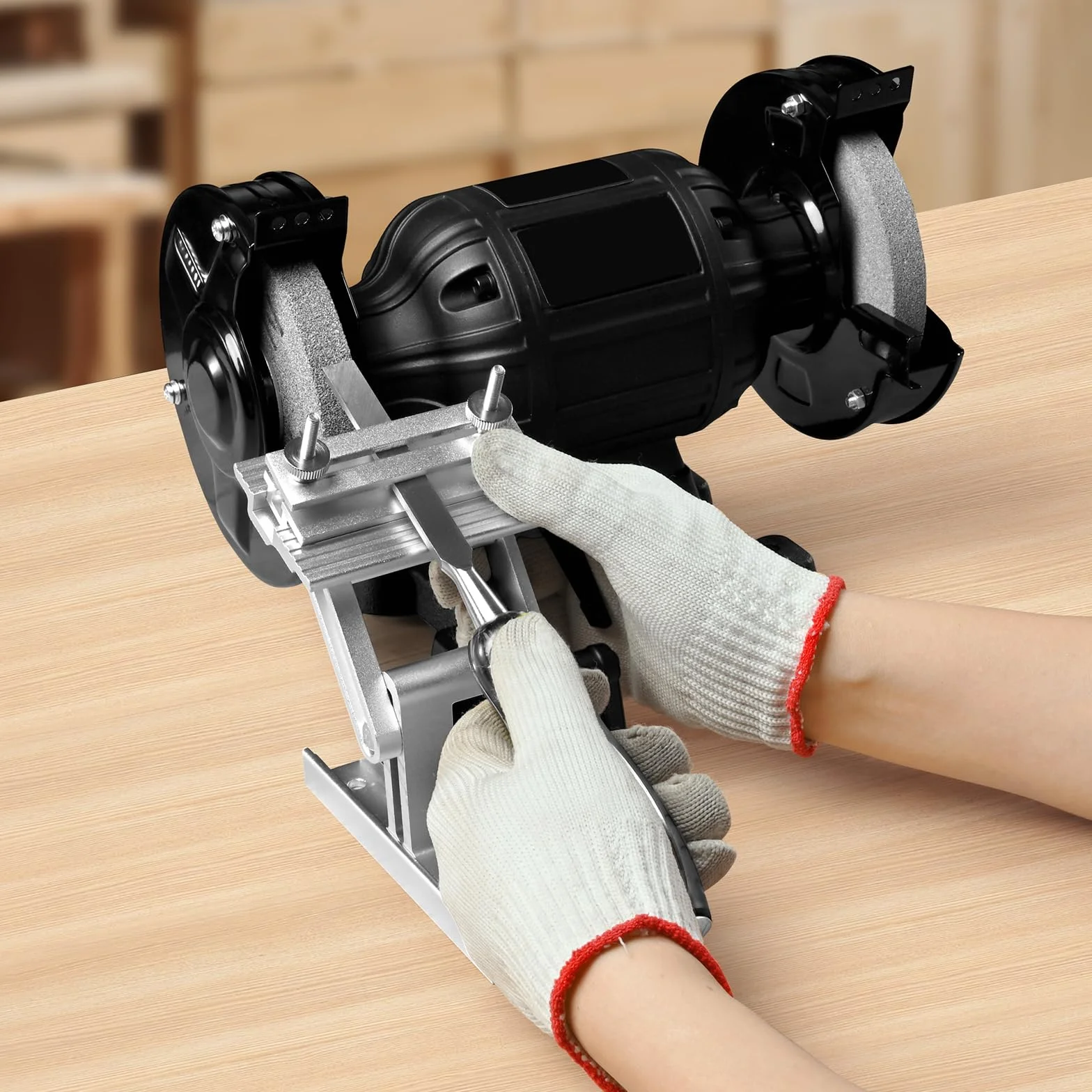 VEVOR Supporto per Affilatura Regolabile per Smerigliatrici da Banco 152 mm o 203 mm con Slitta per Troncatura Piatta Lame Scalpelli 0-64 mm