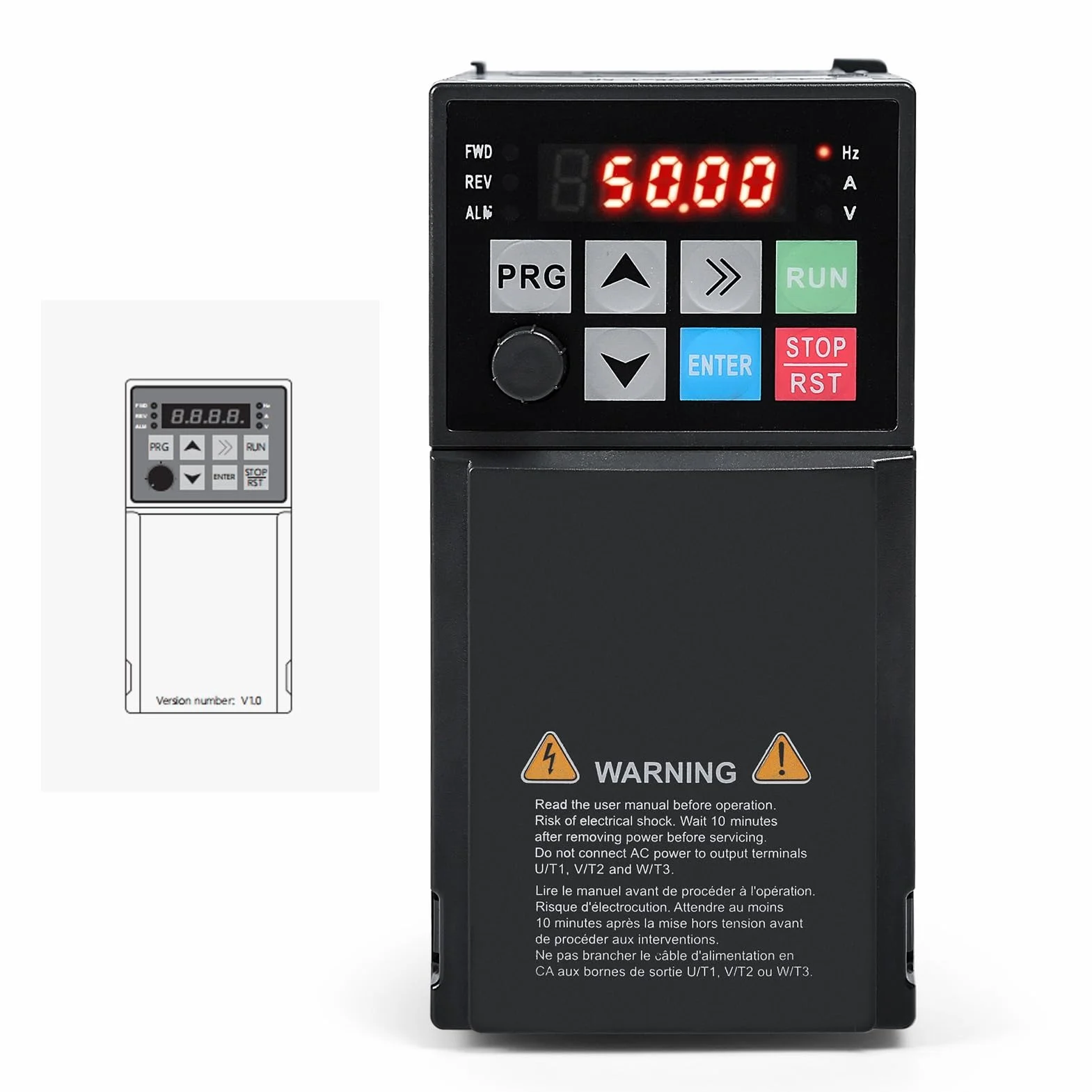 DEWIN Inverter per Motori Trifase,1.5KW 380V Azionamento a Frequenza Variabile Convertitore di Frequenza, 380V Ingresso Trifase,Uscita Trifase(Modello di Fabbrica:MS500-4T-1.5G)