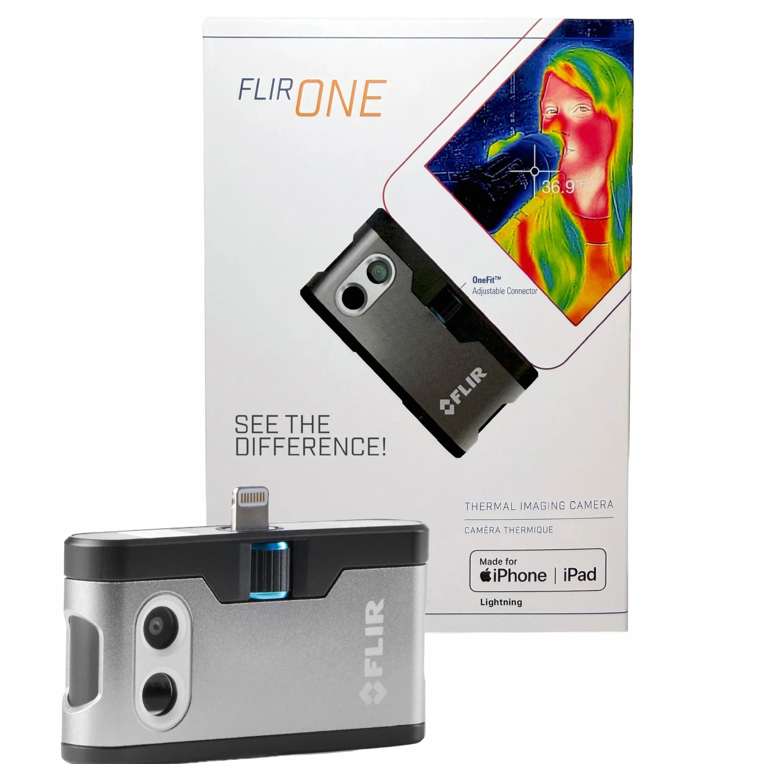 Flir One - Termocamera Per Smartphone iOS (iPhone 14 E Precedenti Con Porta Lightning), Super Risoluzione 240x180 (IR Nativo 80x60)