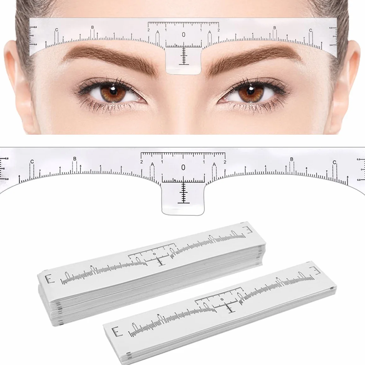 KINGMAS 100 righelli per sopracciglia usa e getta microblading adesivi strumento misurazione