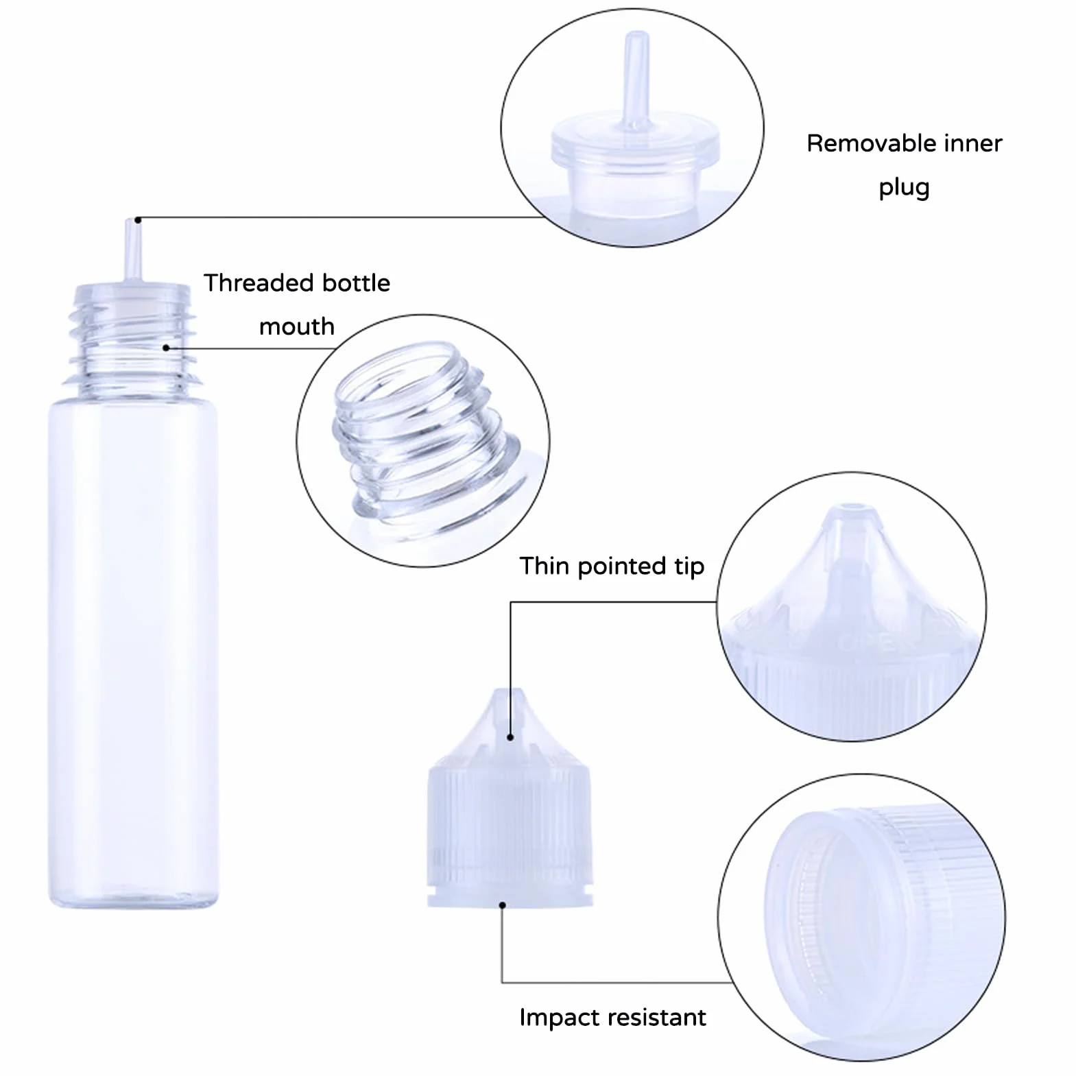 Fiole/flaconcino/bottiglietta in plastica vuota e liquida, 12 Pezzi, Flacone per E-liquido (30 ml), Fiala in plastica, Flacone contagocce, Flacone con etichette a tappo conico per colla e altri