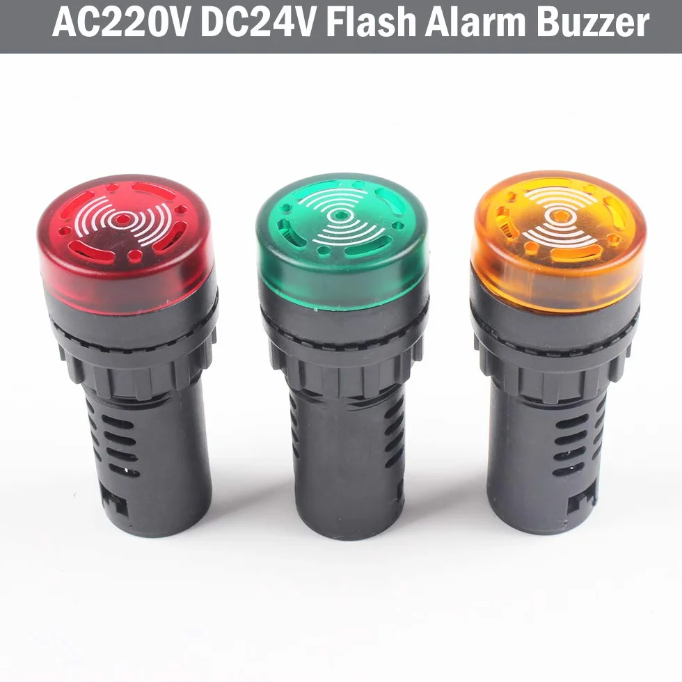 Indicatore luminoso rosso/giallo/verde con cicalino AC/DC 24V/220V montaggio a pannello 22mm