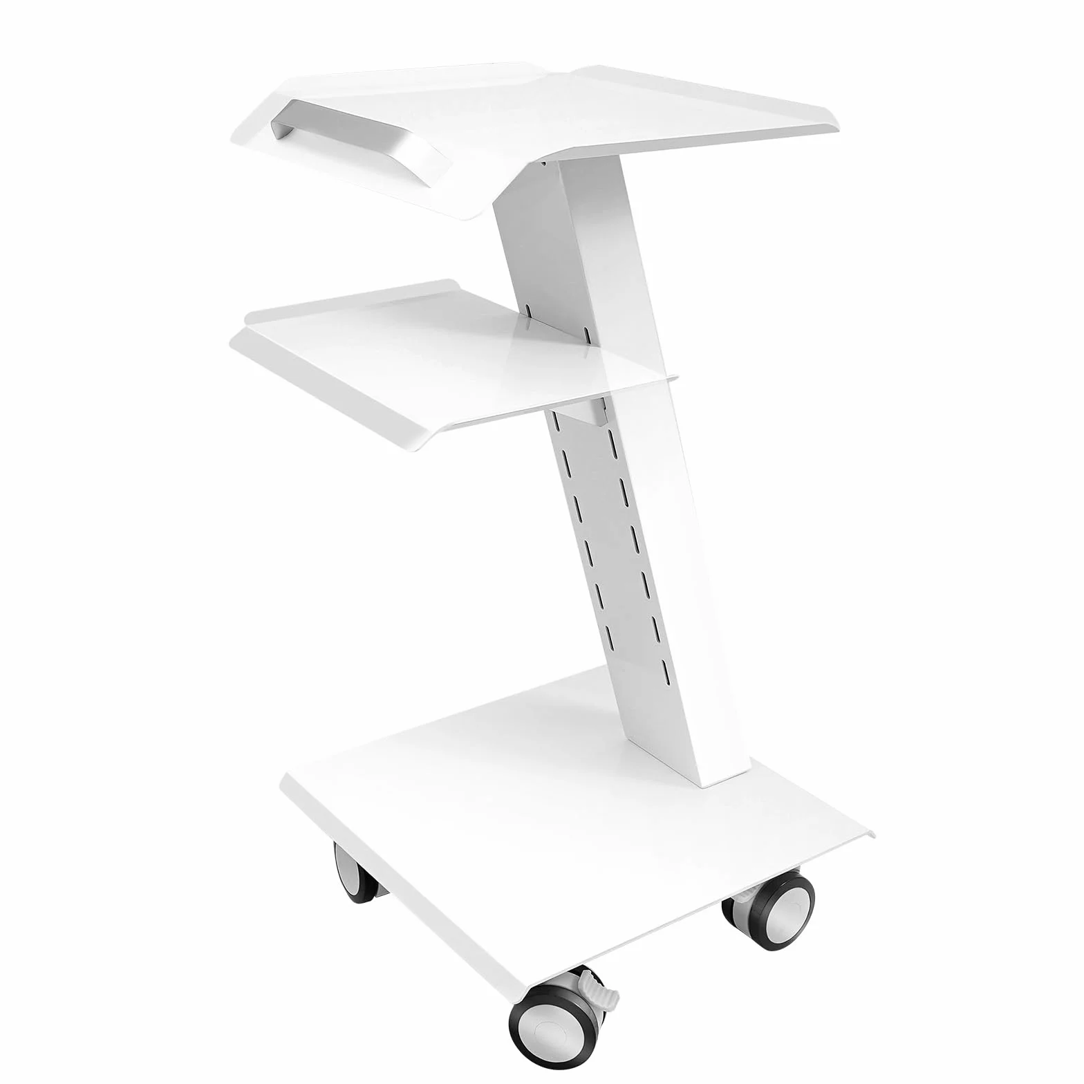 Carrello a rotelle per dispositivi medici, carrelli portatili, tavolino con ruote, dentista, carrello dentale, carrello a 3 livelli, bianco