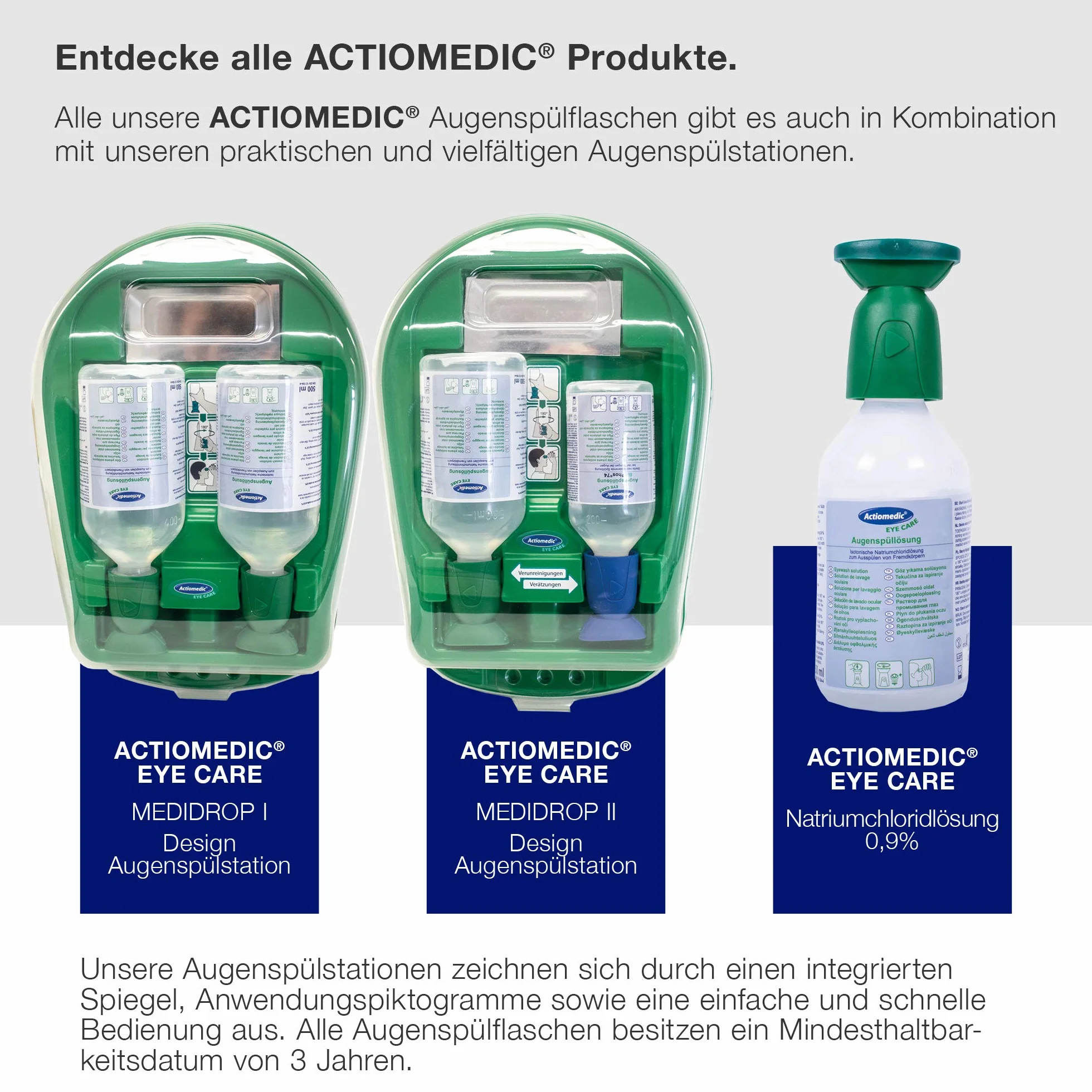 ACTIOMEDIC I Soluzione per lavaggio oculare tamponata ai fosfati BioPhos®74 4,9%, Collirio sterile per rimuovere le sostanze chimiche dagli occhi, Dispositivi primo soccorso, 500 ml