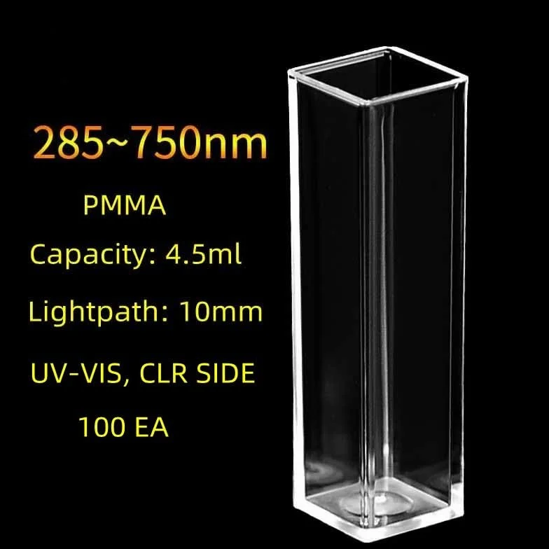 Cuvetta in plastica monouso PMMA 4,5 ml UV-VIS CLR 10 mm 100 sztuk