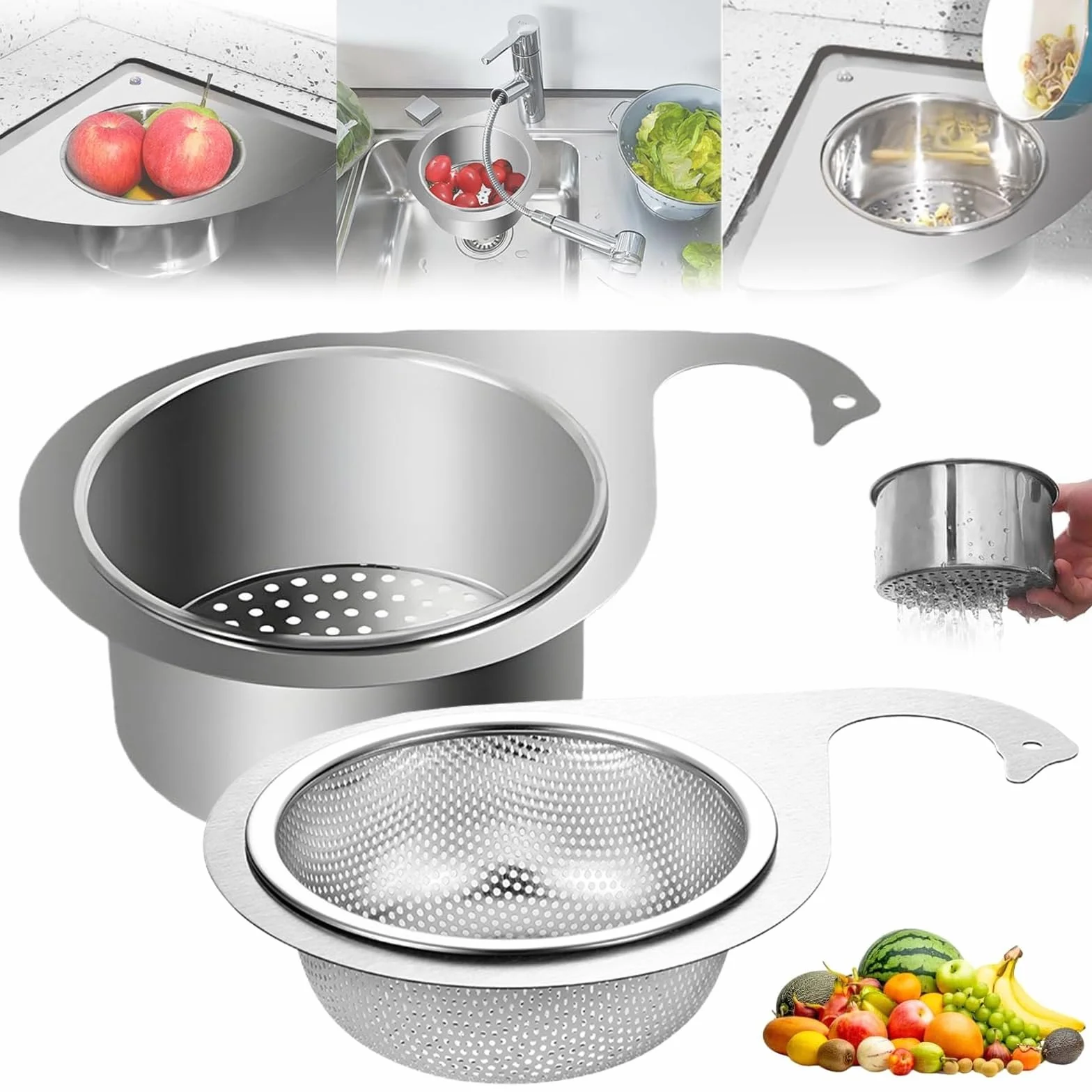 Stainless Steel Swan Sink Strainer Basket,Cestello Filtro per Lavello da Cucina Swan in Acciaio Inossidabile,Cestello per Lavello in Acciaio Inossidabile,Cestello per Lavello Swan