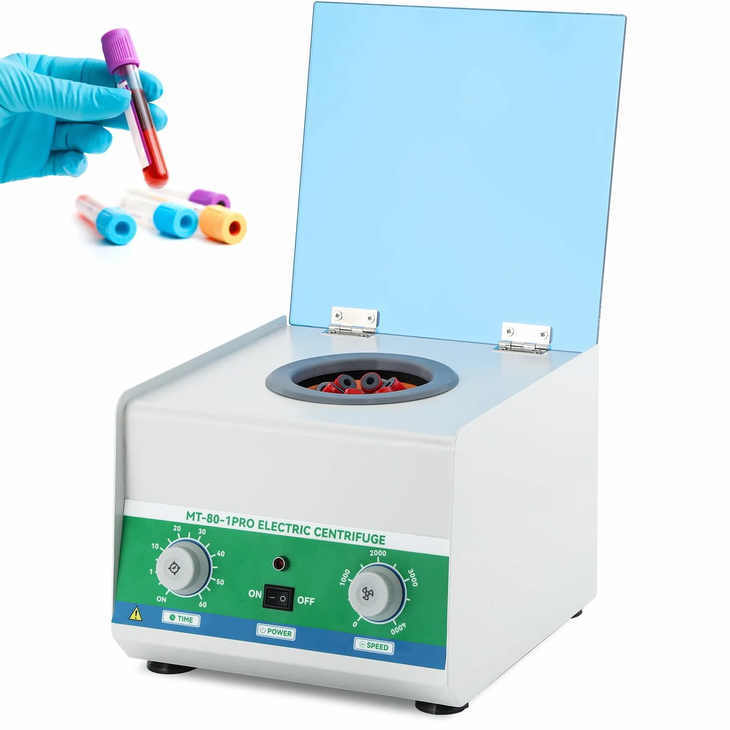 Mxmoonant Centrifuga da Laboratorio, 4000rpm, 6x15ml, 1865xg, 60min Timer, Adatta per Provette da 15ml/10ml/5ml, per Separazione di Campioni, Analisi Qualitativa (Spina UE)