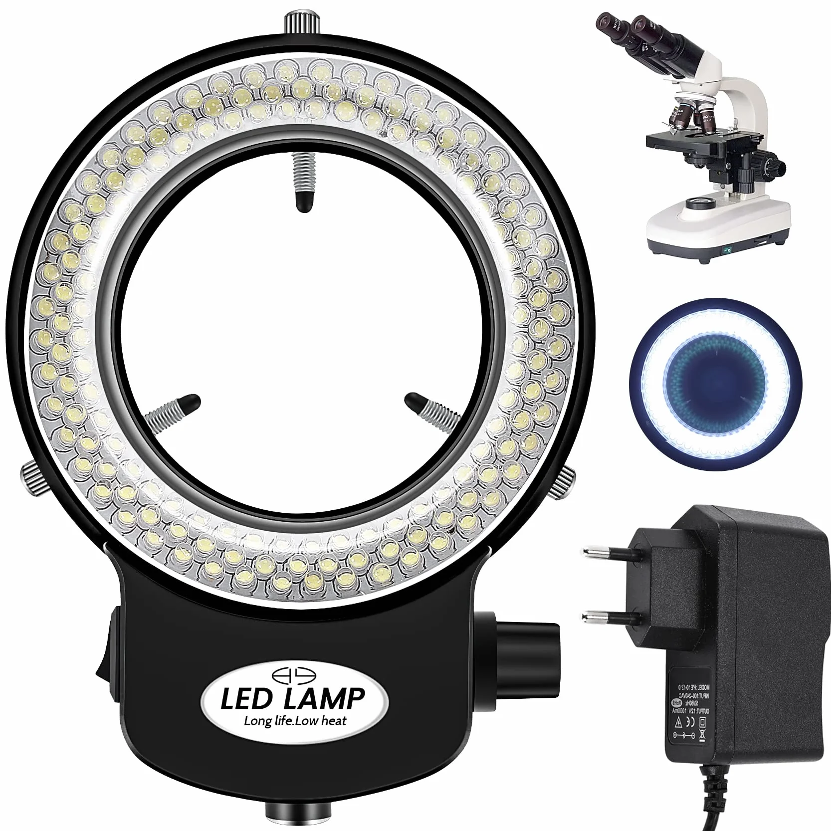 Lampada ad per microscopio Jevina 144 LED Lampada ad regolabile 0-100% per illuminazione ad per microscopio