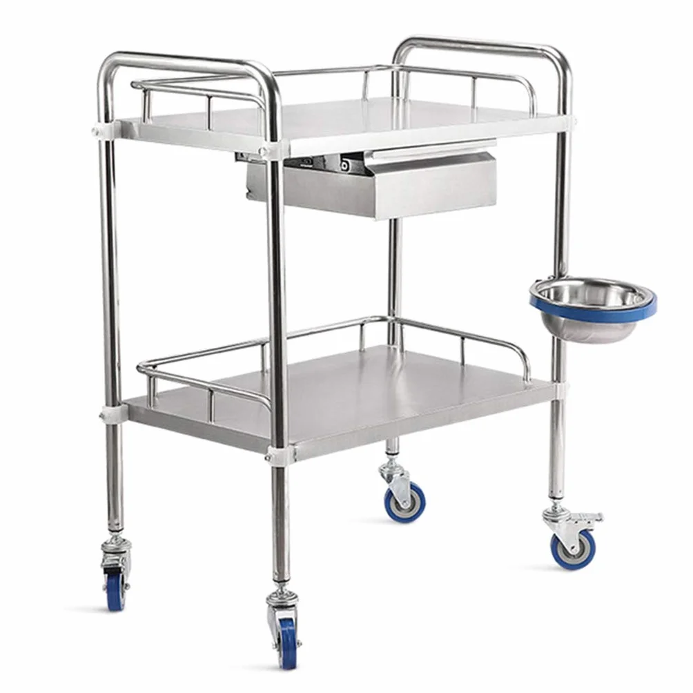 Carrello per Ospedale, Carrello per chirurgia Dentale per Infermiere, Carrello per Salone di Bellezza per Strumenti con Ruote, Carrello per trattamenti Medici in Acciaio Inossidabile (2/3 Strati)
