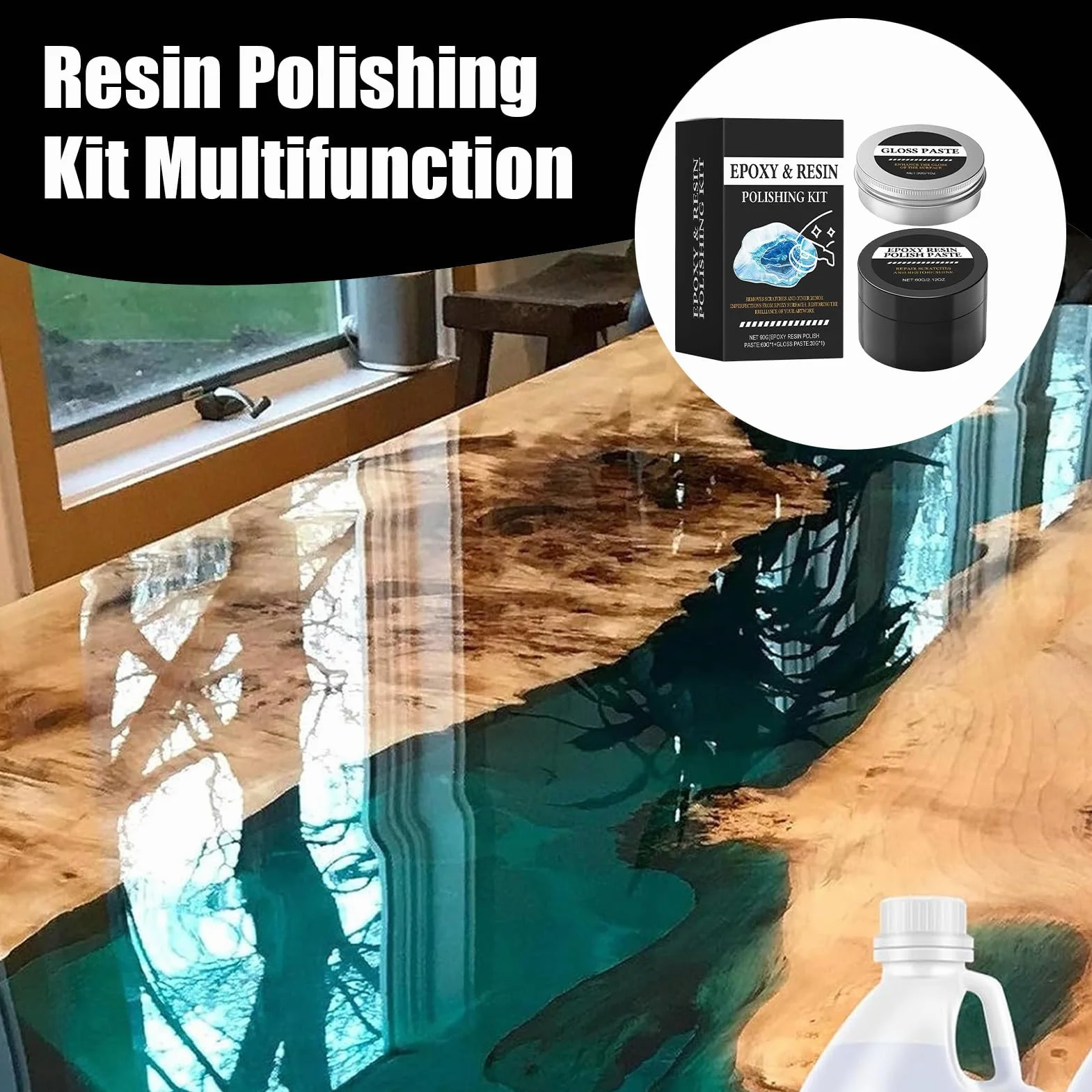 Kit Per Lucidatura Resina - Crema Restauro Lucentezza | Composto Lucidante Per Resina Epossidica - per Principianti Professionisti Casa Progetti Artistici Decorazioni Tavolo Modelli