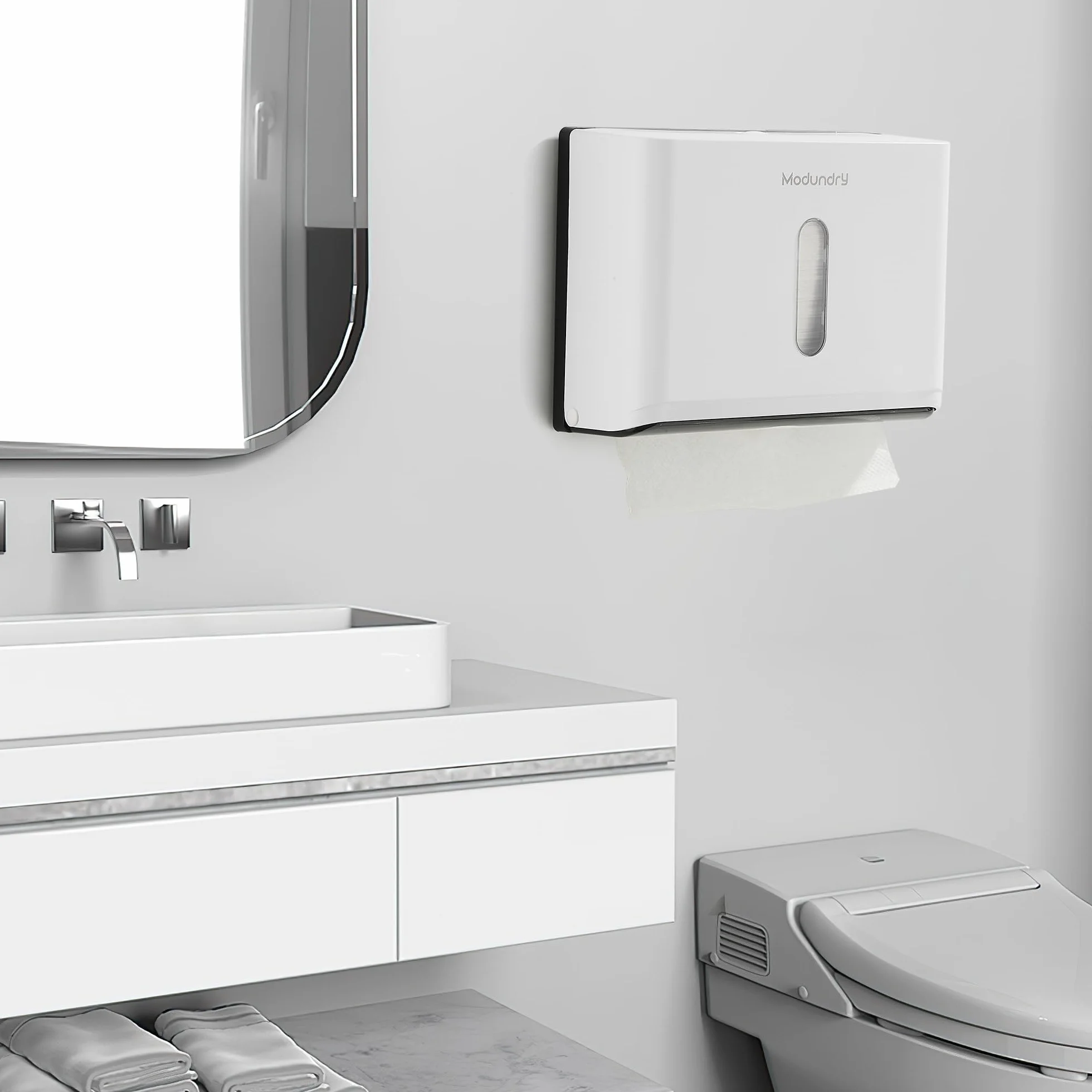 Dispenser Carta Asciugamani a Parete Bianco Commerciale Bagno Cucina 200 Fogli
