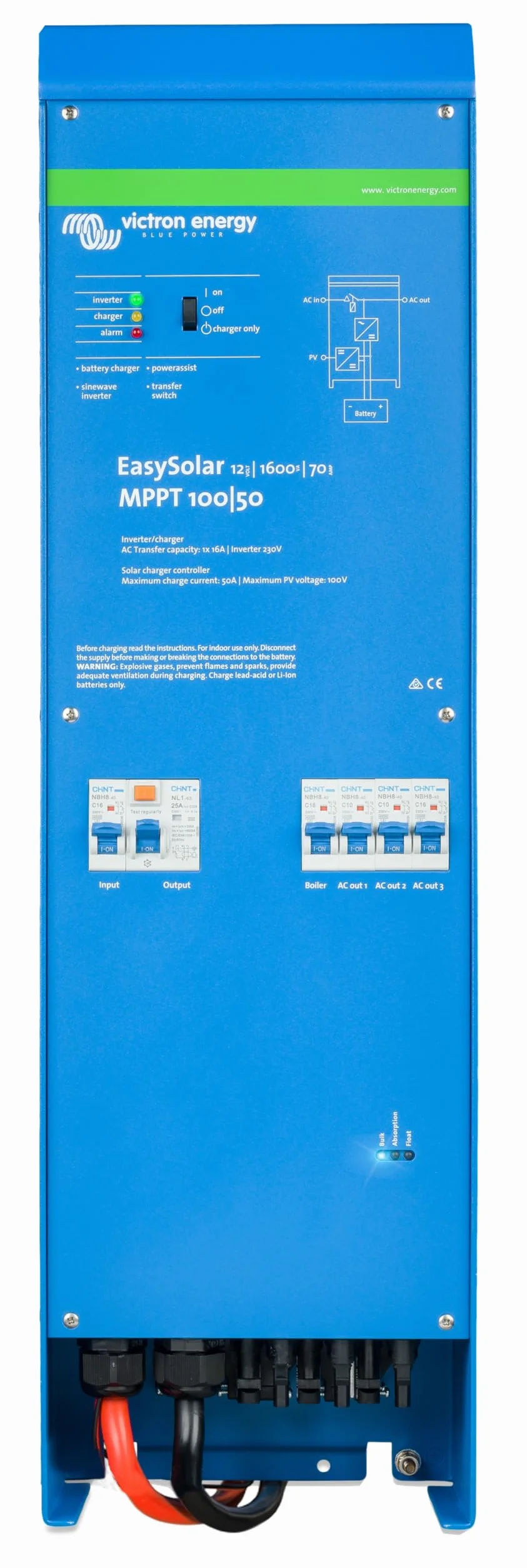 Victron Energy EasySolar 1600VA 24-Volt 230V Inverter 40 amp Caricatore Batteria e Regolatore di Carica Solare MPPT 100V 50 amp
