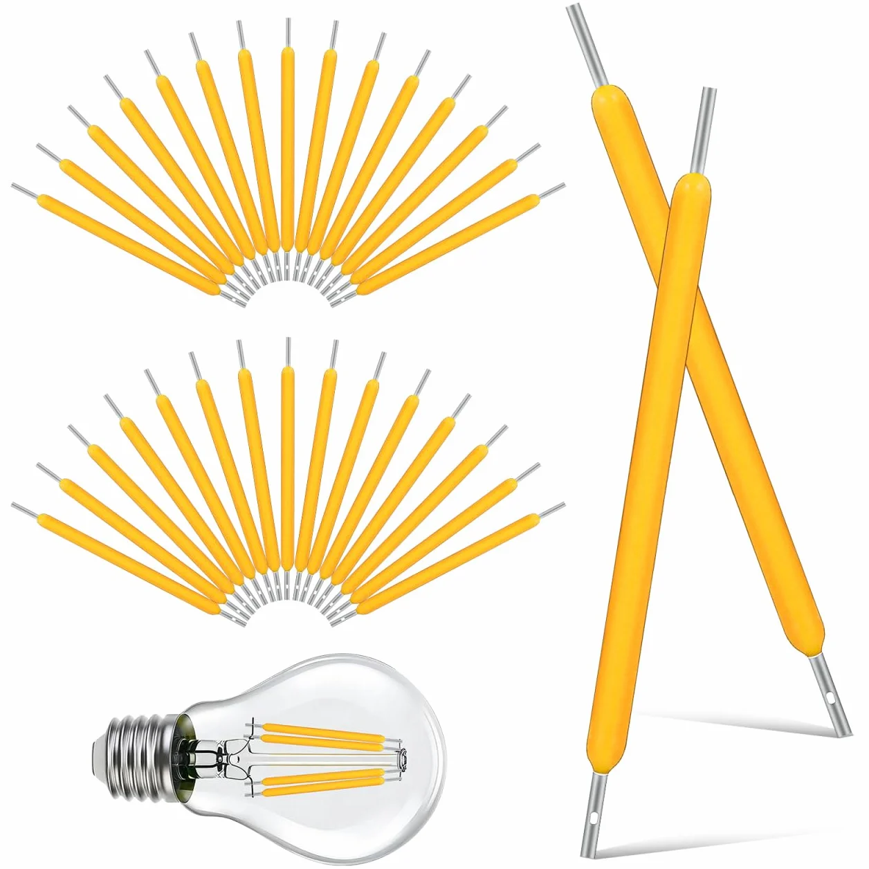 Hemobllo 50 pezzi di filamento LED 2700 K luce calda ricambio – 3 V 120 Ma accessori per progetti fai da te, illuminazione per casa e ufficio