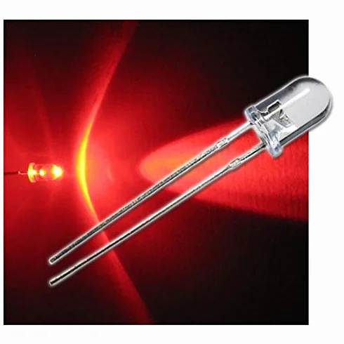 10 LED 5mm Rosso Lampeggiante Trasparente Set, diodo a Emissione Luminosa, cablato, diodo Luminoso, Come componente