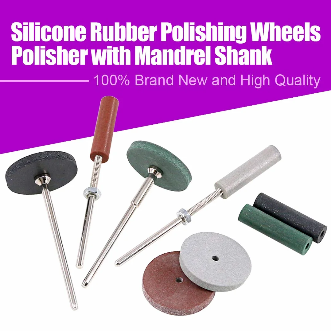 Swpeet - Kit di 46 ruote per lucidatura, 40 pezzi, 4 colori misti in gomma siliconica e particelle di lucidatura + 6 codolo mandrino, perfetto per utensili rotanti a mano