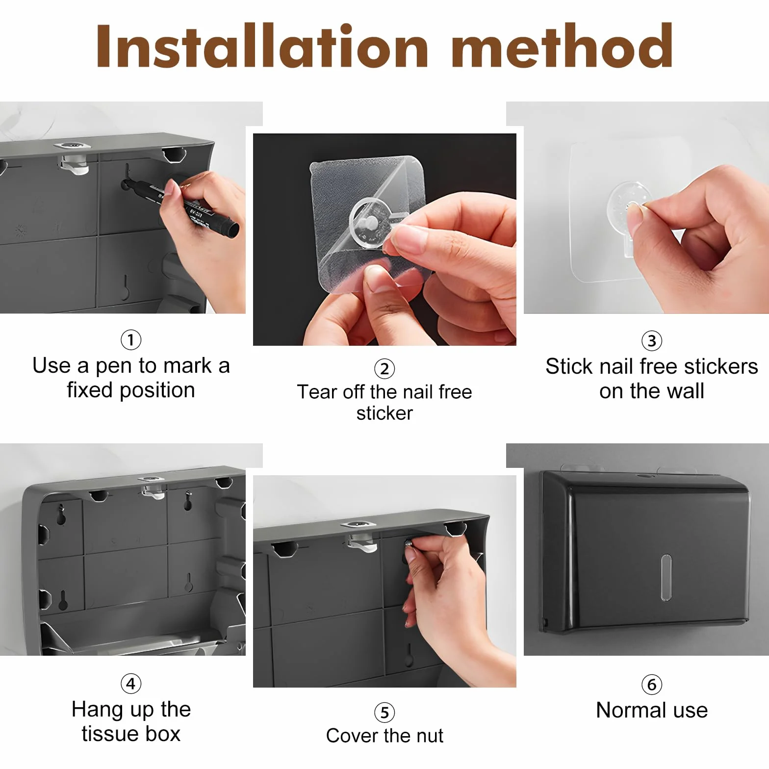Dispenser Carta Asciugamani a Parete in ABS Resistente per Bagno Cucina Commerciale