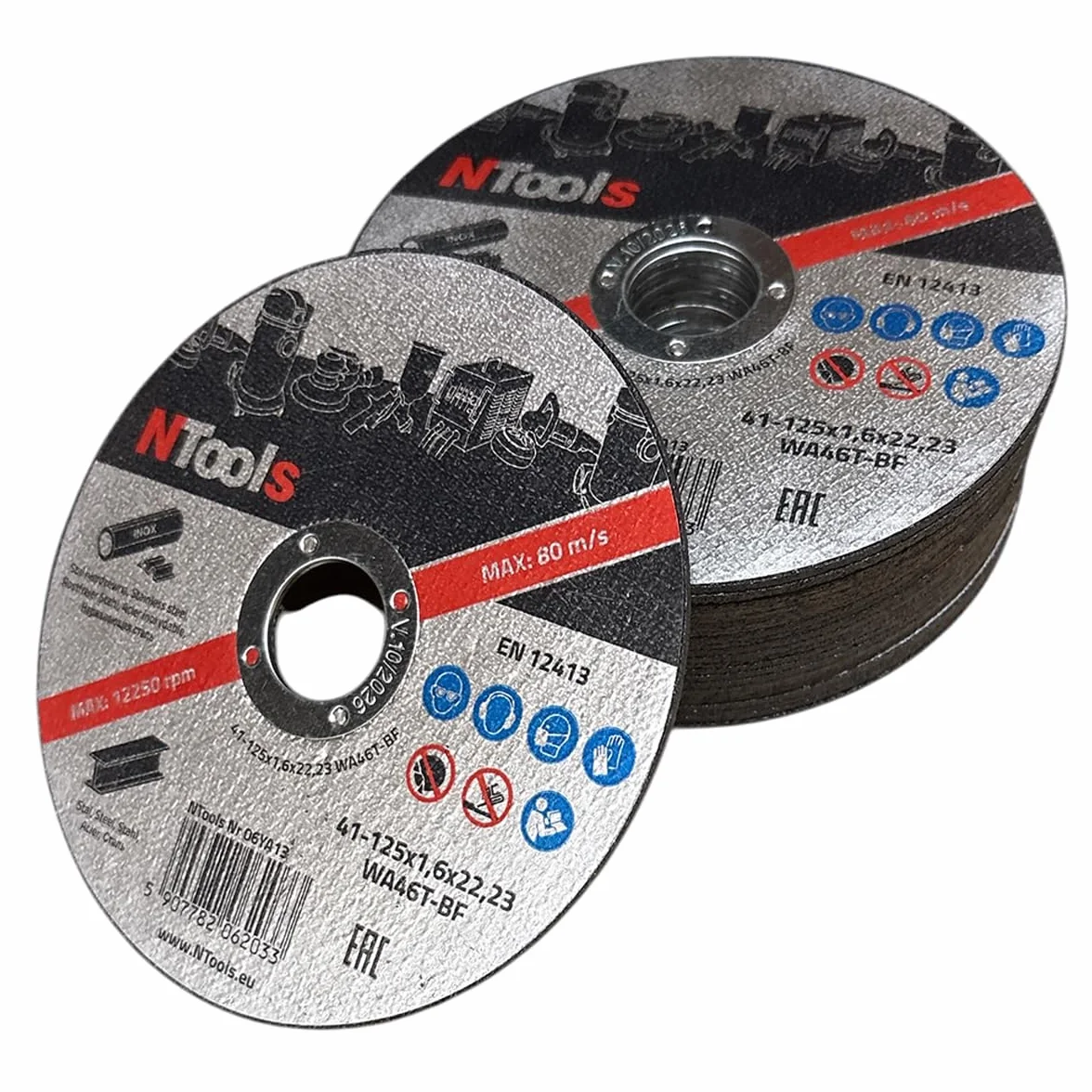 SDC Dischi da taglio 125 x 1,6 x 22,23 mm 25 pezzi per ferro acciaio inox