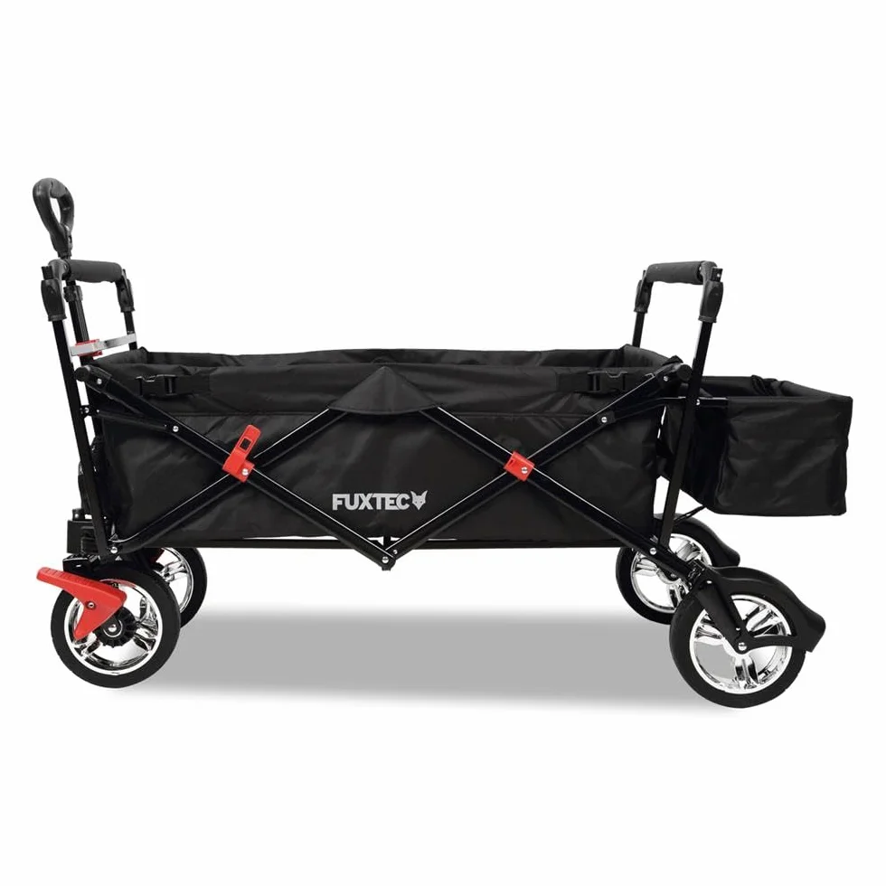 Carrello pieghevole Bollerwagen City per il trasporto di bambini con tetto di protezione UV FUXTEC City FX-CT500 Nero