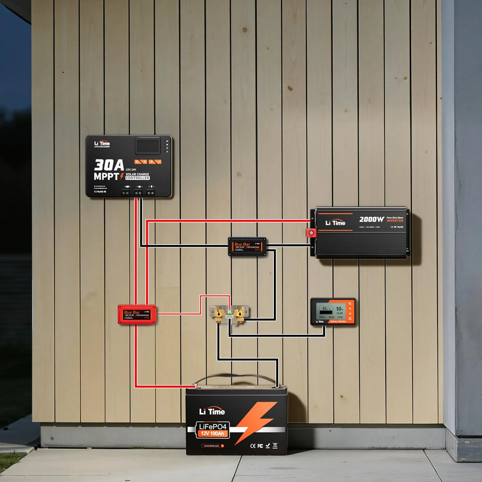 LiTime Battery Level Monitor con Shunt, Monitor del Livello della Batteria da 500A 8V-120V con Schermo LCD Retroilluminato, Allarme con Cicalino per Camper, Carrello da Golf, Pannello Solare