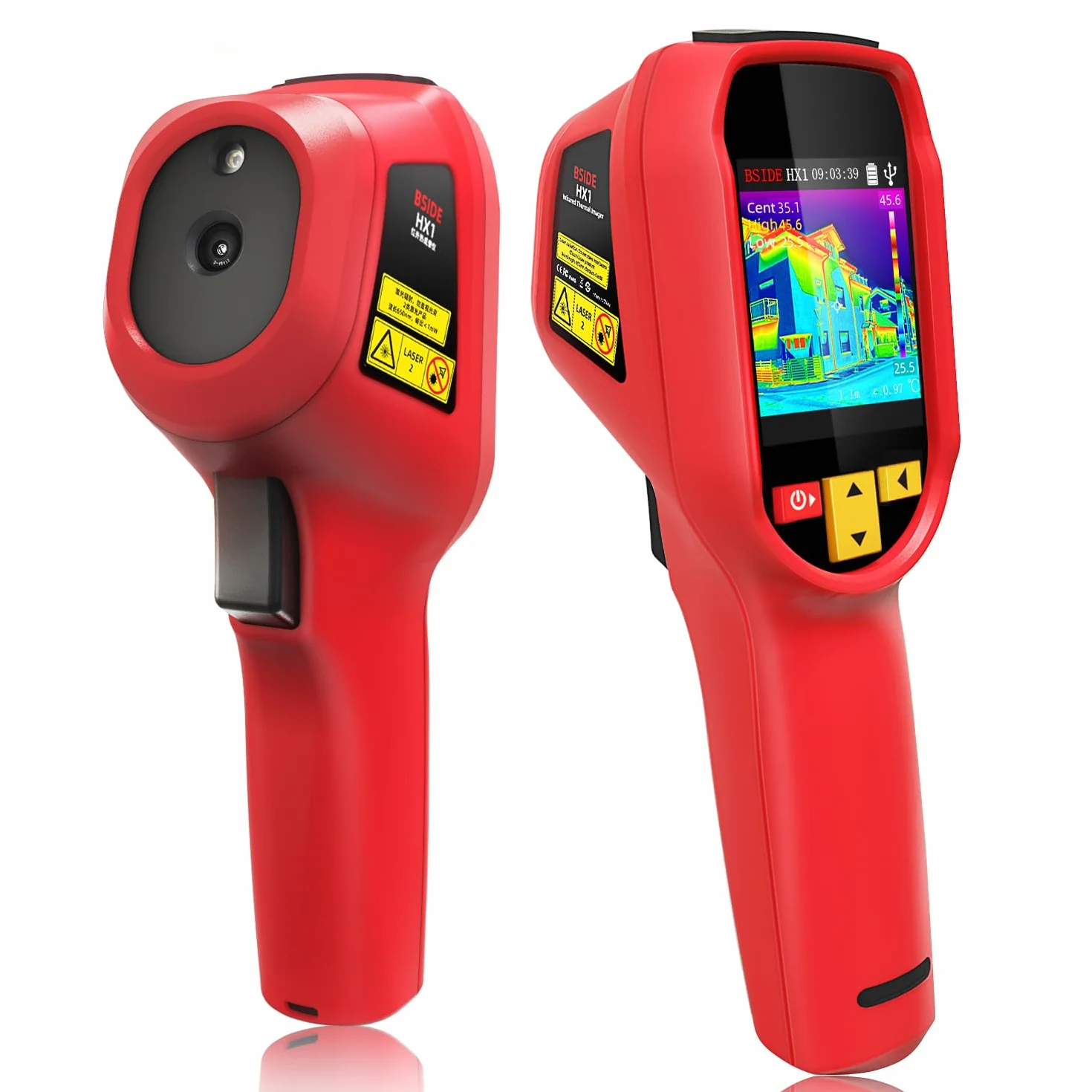 BSIDE termocamera 240 × 240 risoluzione 15 tavolozze di colori 25 Hz telecamera termica a infrarossi da -4°F a 1022°F ricaricabile con puntatore laser 50°FOV