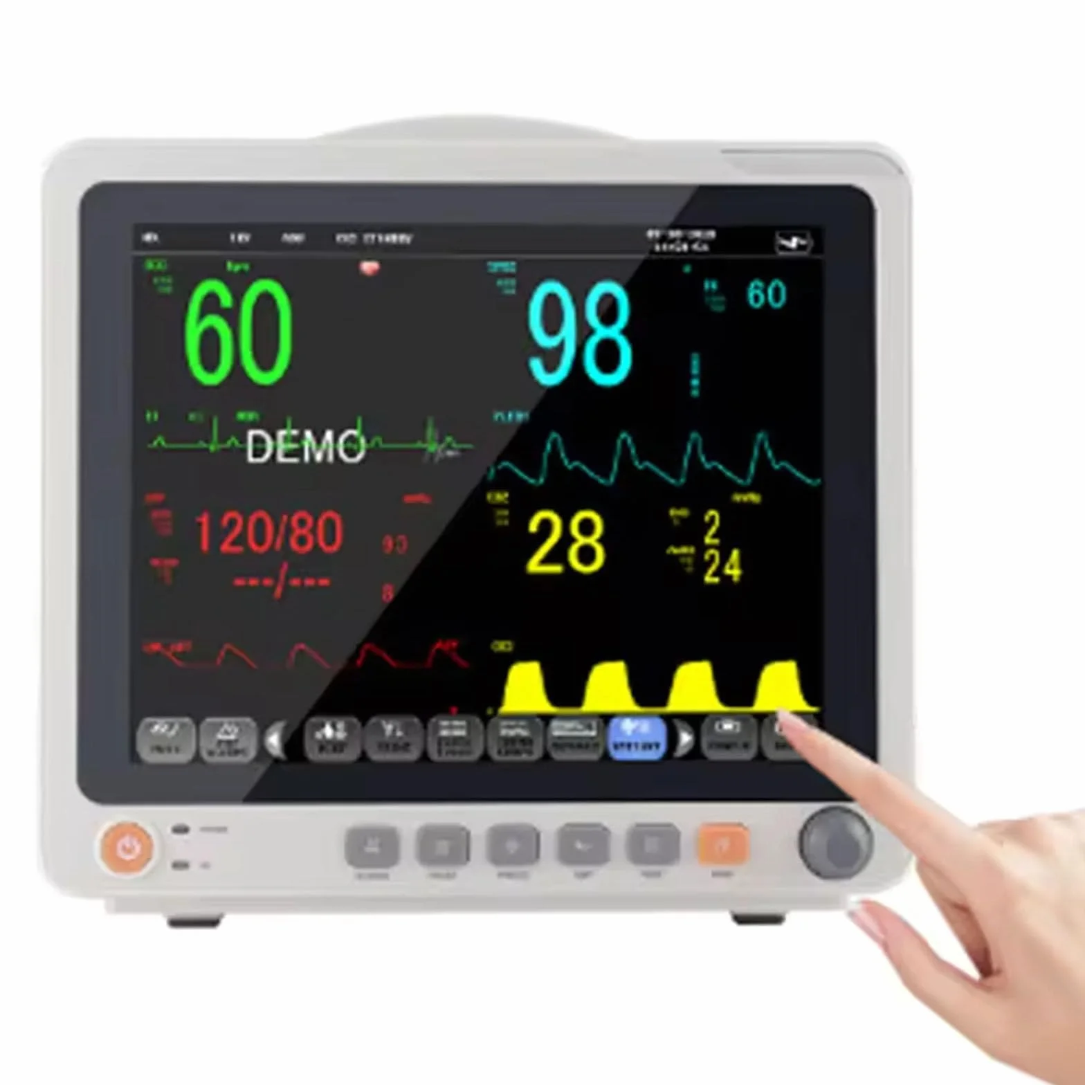 Macchina per Segni Vitali da 12 Pollici, Monitor Paziente Multiparametrico, Monitoraggio Paziente Remoto Portatile, Monitoraggio ECG della Respirazione, Dell'ossigeno nel Sangue