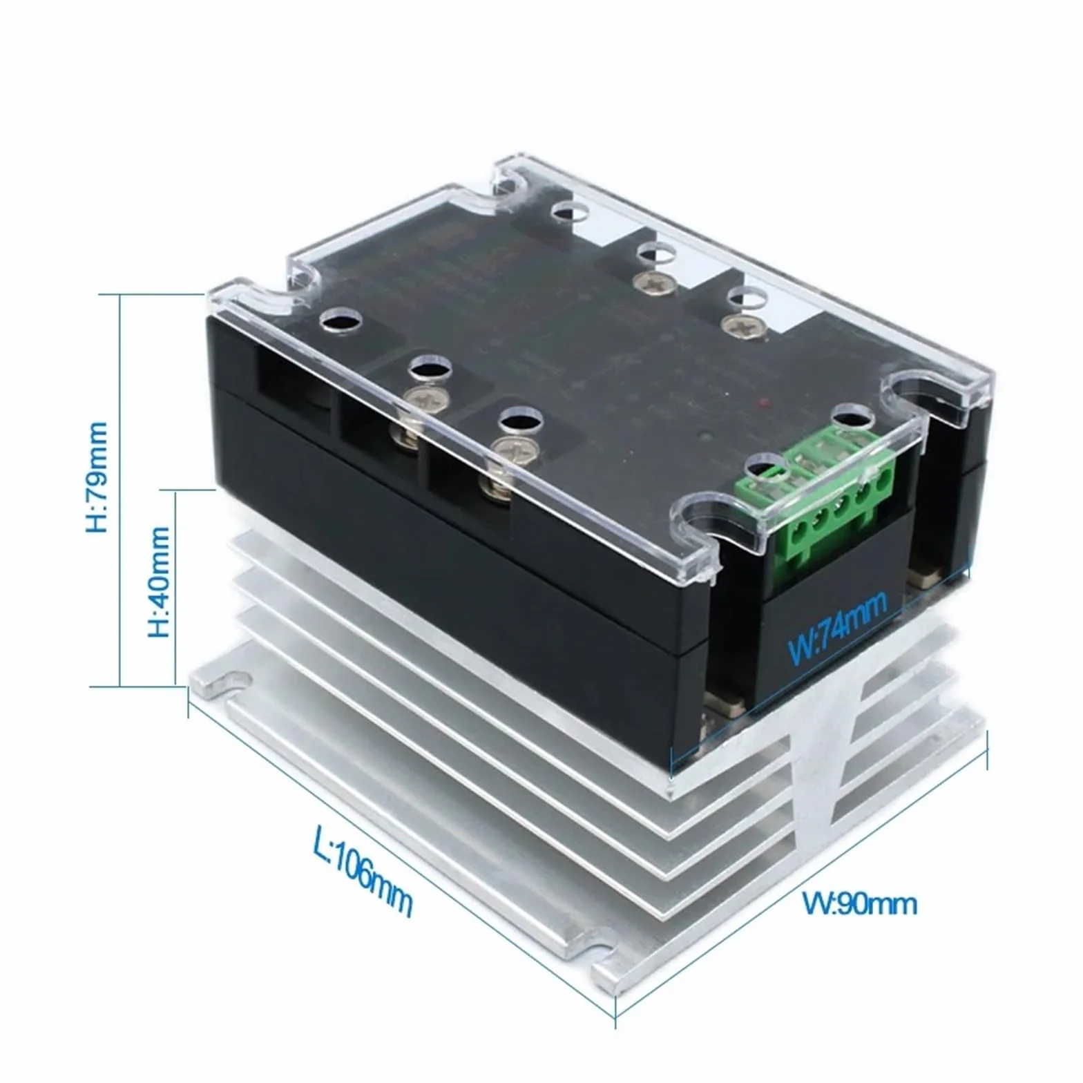 Relè a stato solido Modulo regolatore di tensione CA monofase potenziato 220V 380V 10A 25A 40A Modulo regolatore di potenza con dissipatore di calore(40A,380V)