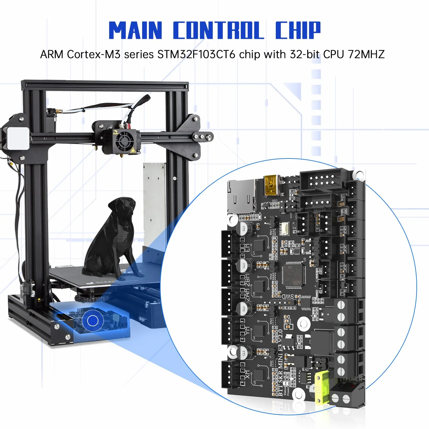 BIGTREETECH SKR Mini E3 V2.0 Scheda di controllo Aggiornamento stampante 3D Scheda madre silenziosa a 32 bit integrata con driver UART TMC2209 compatibile con