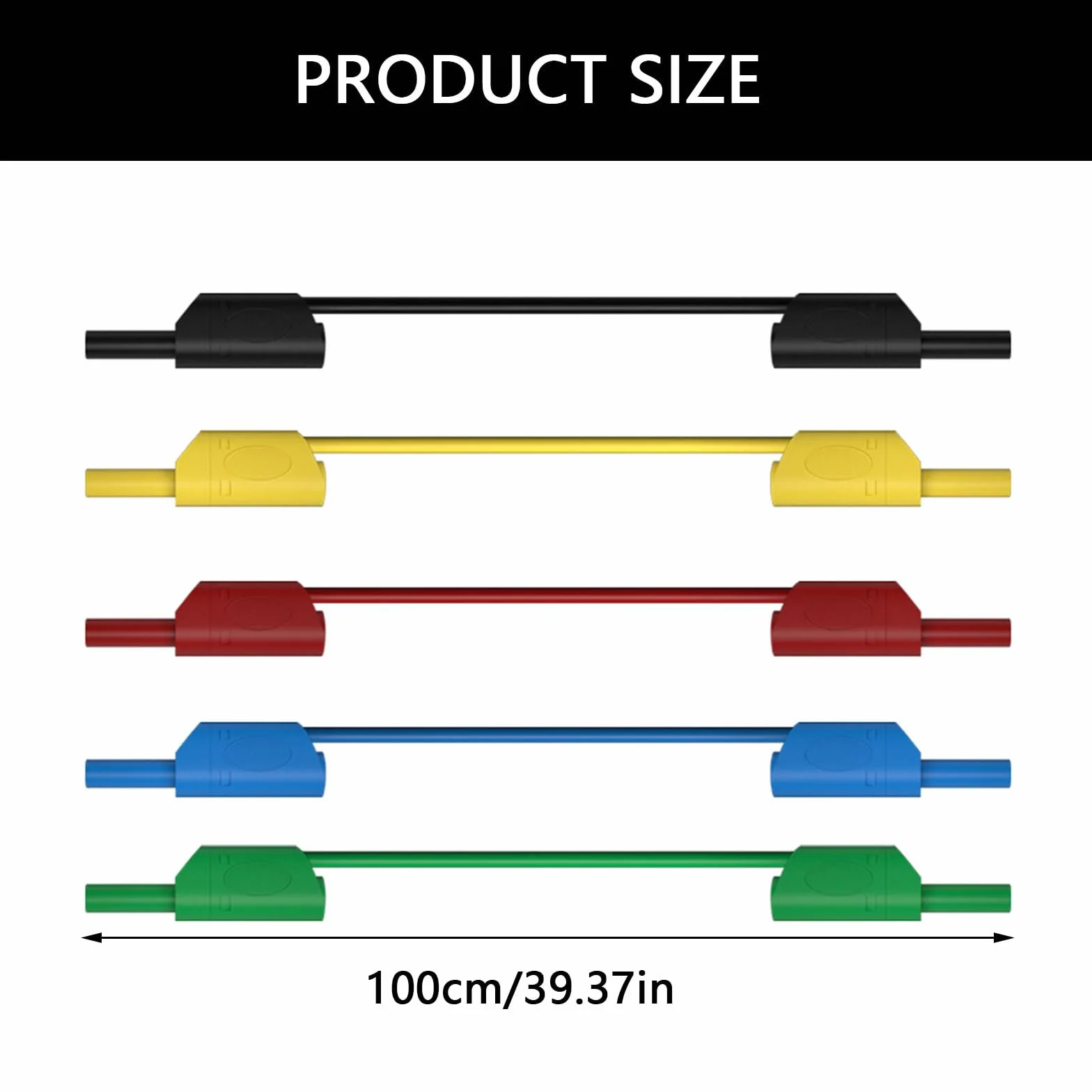 Cavo di prova flessibile in silicone, 5 pezzi, connettore a banana da 4 mm, set di cavi multimetro da 1 metro con design di sicurezza per l'uso con multimetri, cavo di prova per apparecchiature di