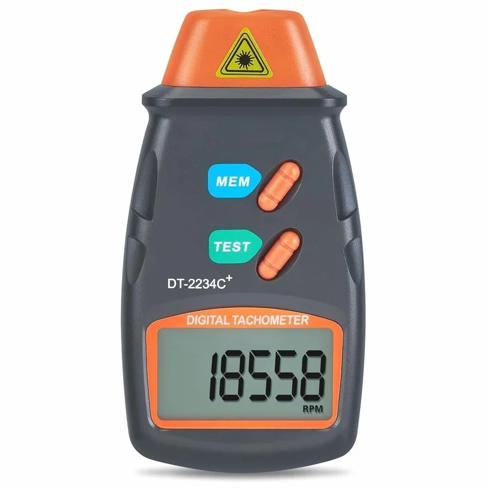 Contagiri digitale, laser senza contatto, contagiri foto/contagiri RPM con ampio schermo LCD, gamma 2,5-99999 giri/min per motori, motori, cinture, ventilatori, uso industriale e automobilistico