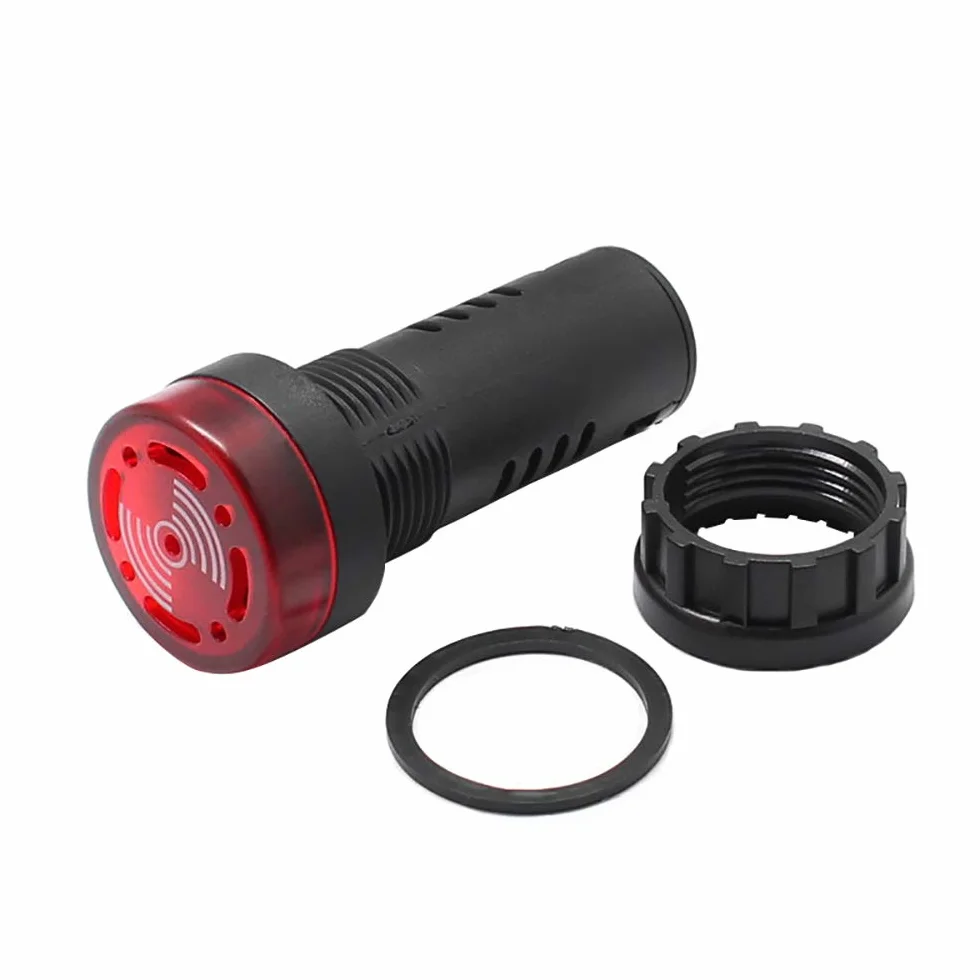 Indicatore luminoso rosso/giallo/verde con cicalino AC/DC 24V/220V montaggio a pannello 22mm